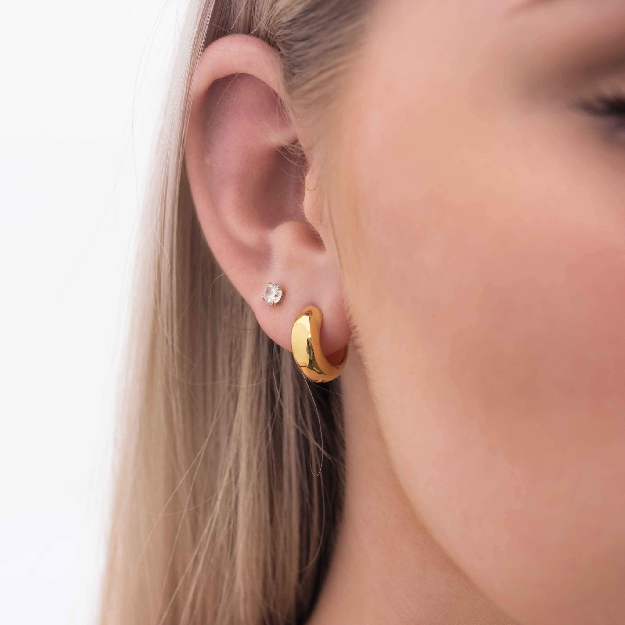 14k Gold Plated Chunky Gold Hoop Earrings Sterling Silver Chunky