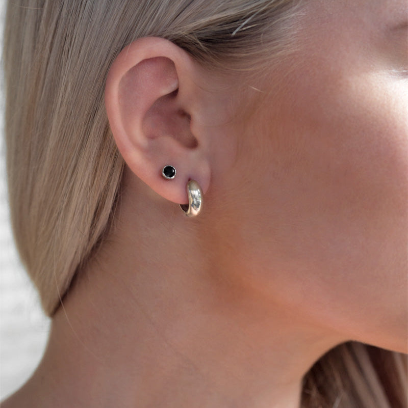 Dome Huggie Hoops Sterling Silver