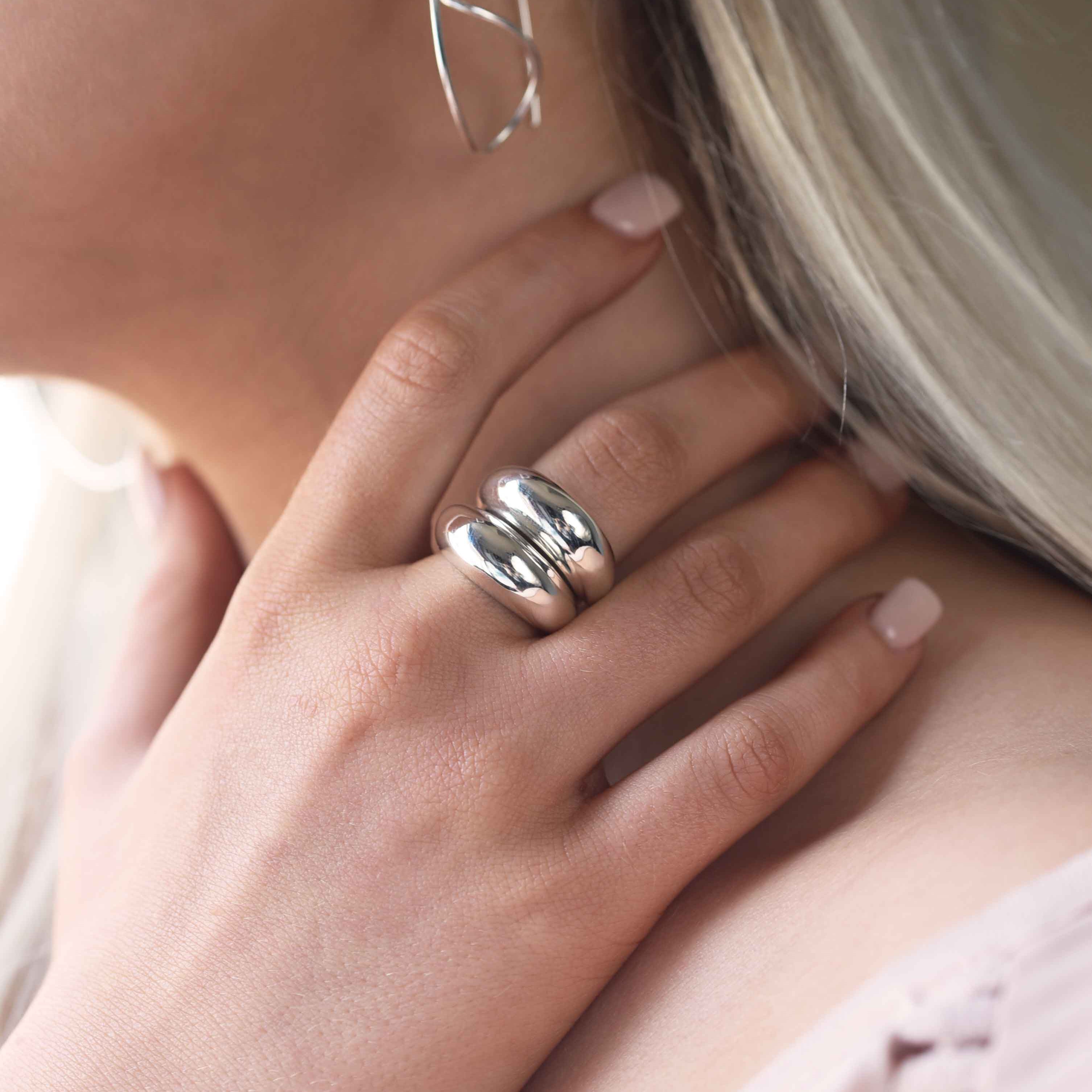Sterling Silver Dome Stacked Ring