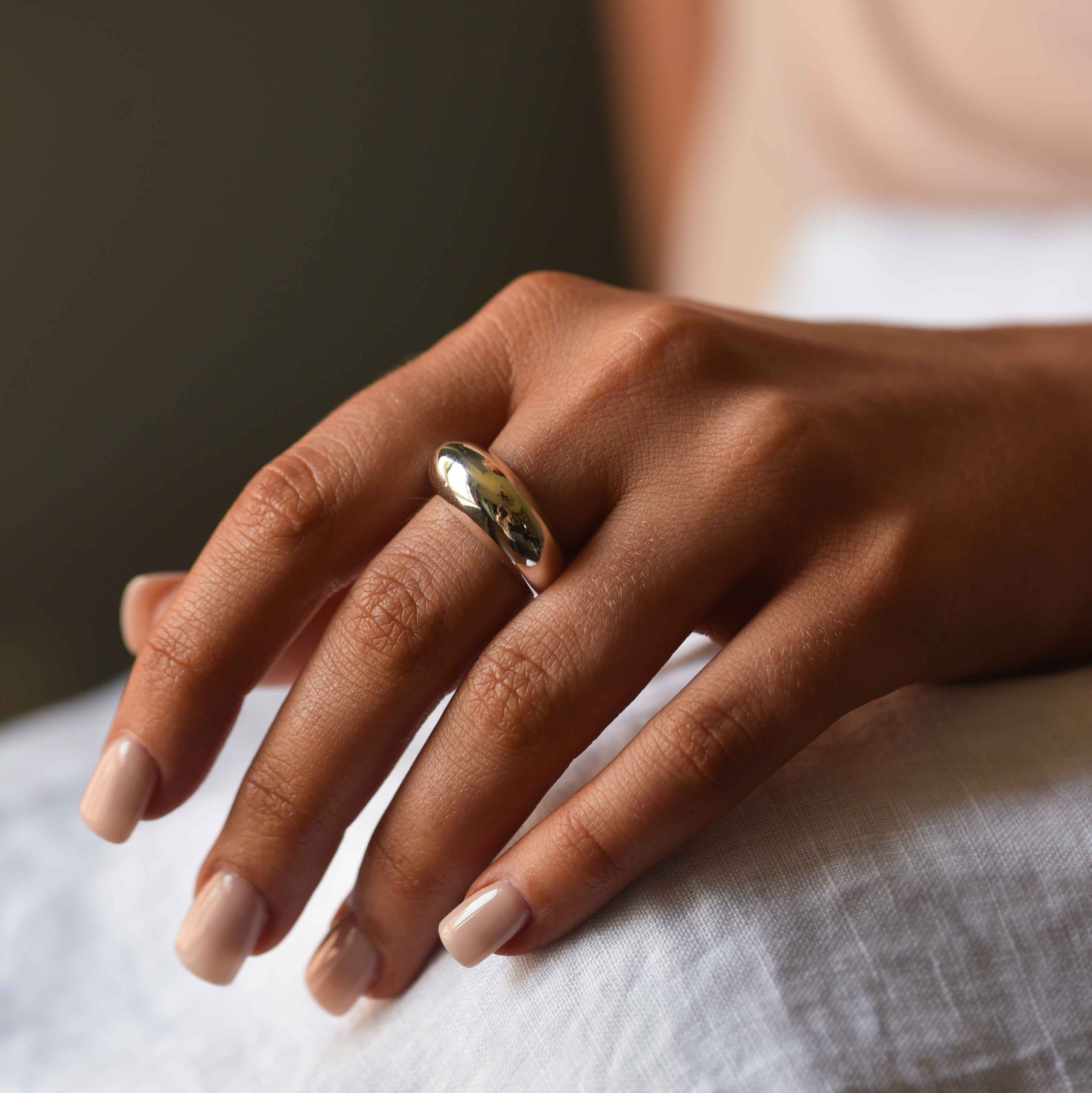 dome ring, silver ring, chunky silver ring, modern ring, big silver ring