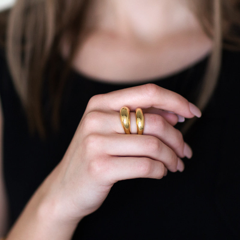 Two Dome Gold Ring