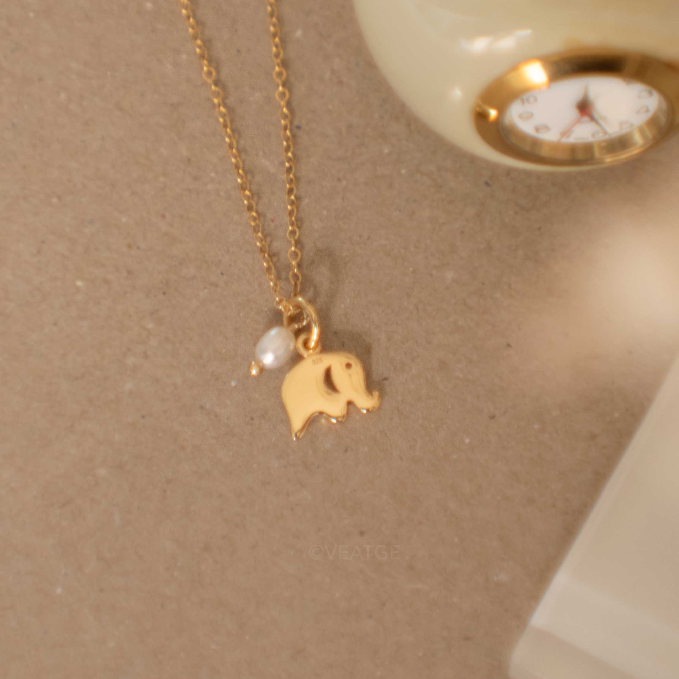 Elephant Charm Pendant Gold Dainty Necklace Cute gifts for girlfriend bff Christmas graduation