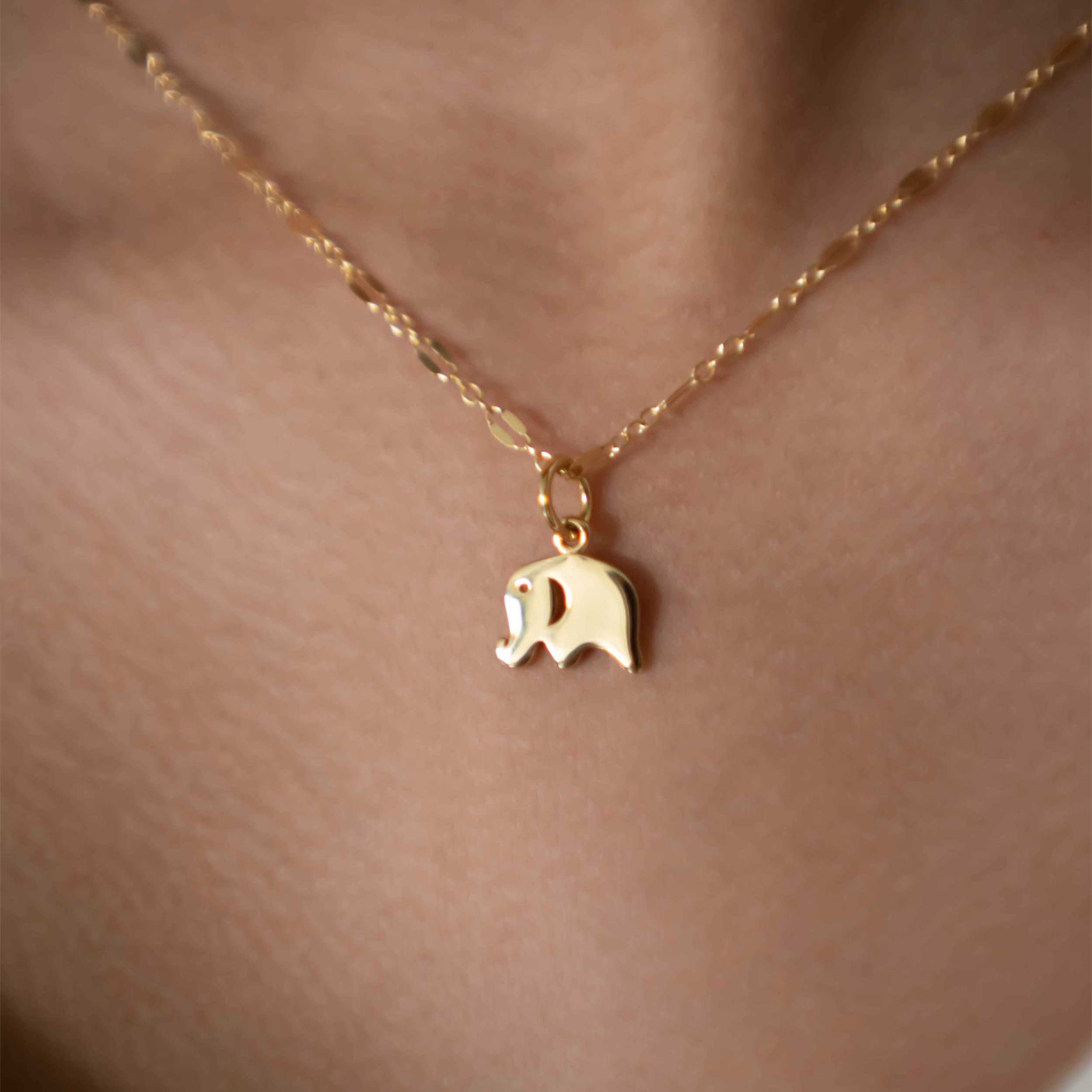 Elephant Charm Pendant Gold Dainty Necklace Cute gifts for girlfriend bff Christmas graduation