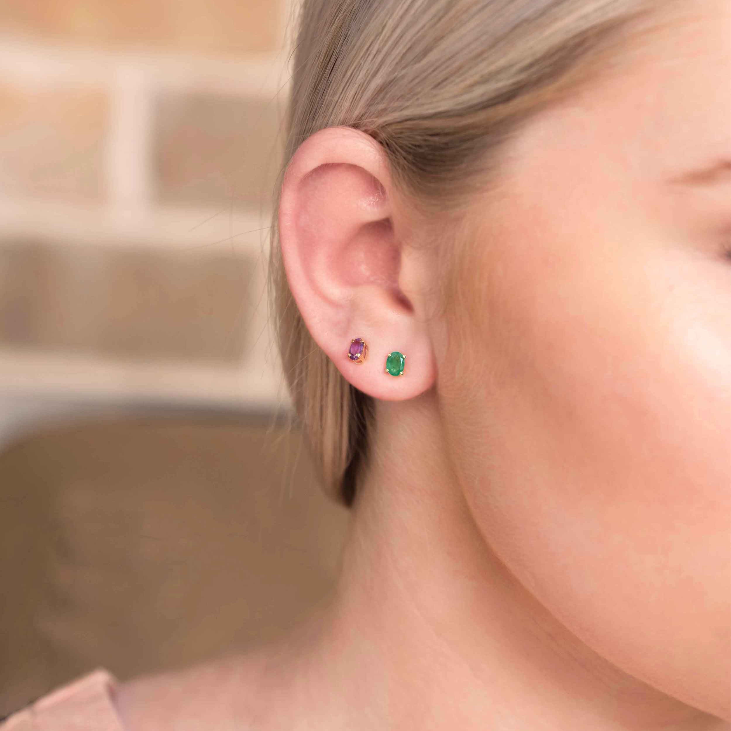 Emerald Studs Gold Dainty small cartilage second piercing gift for girls