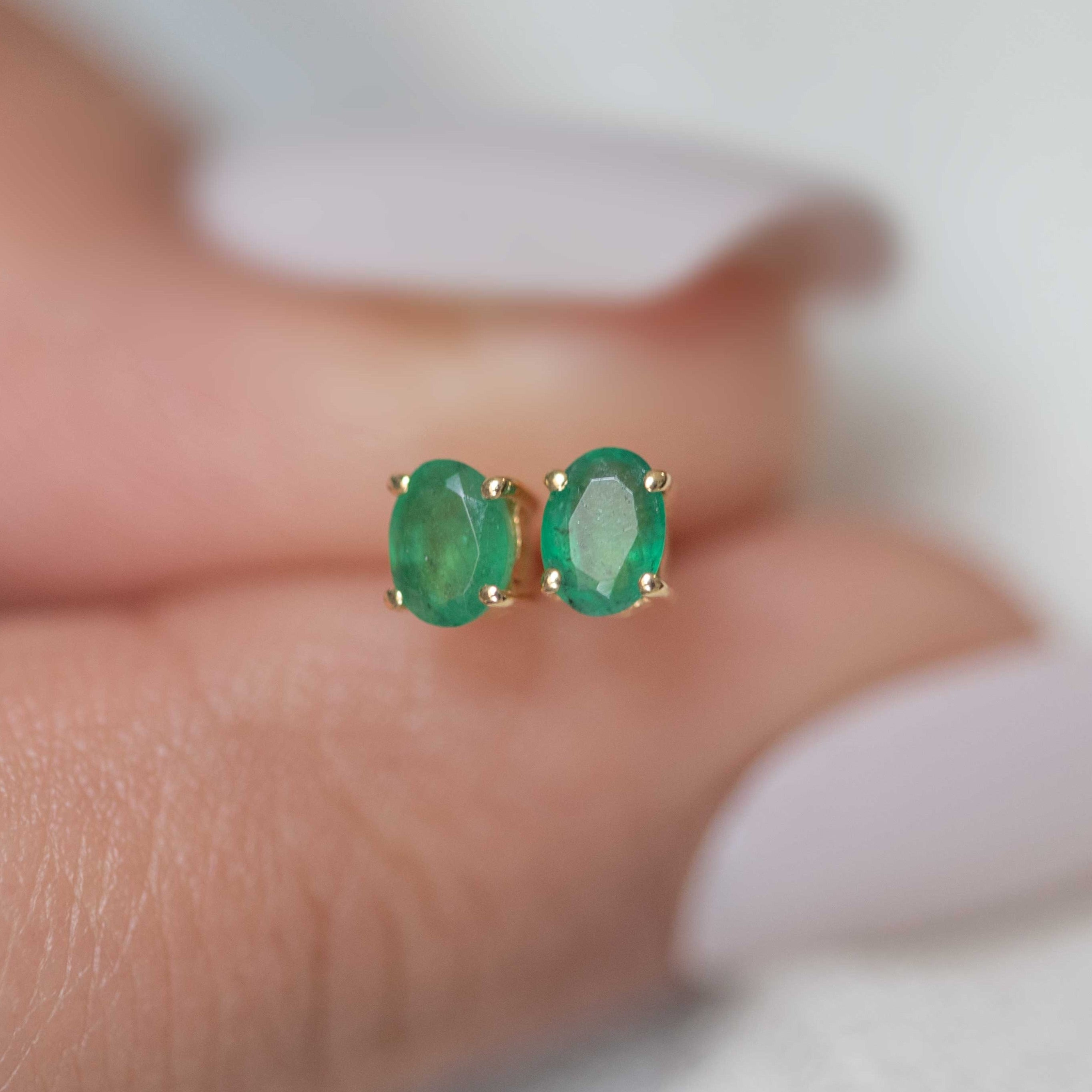 Emerald Studs Gold Dainty small cartilage second piercing gift for girls