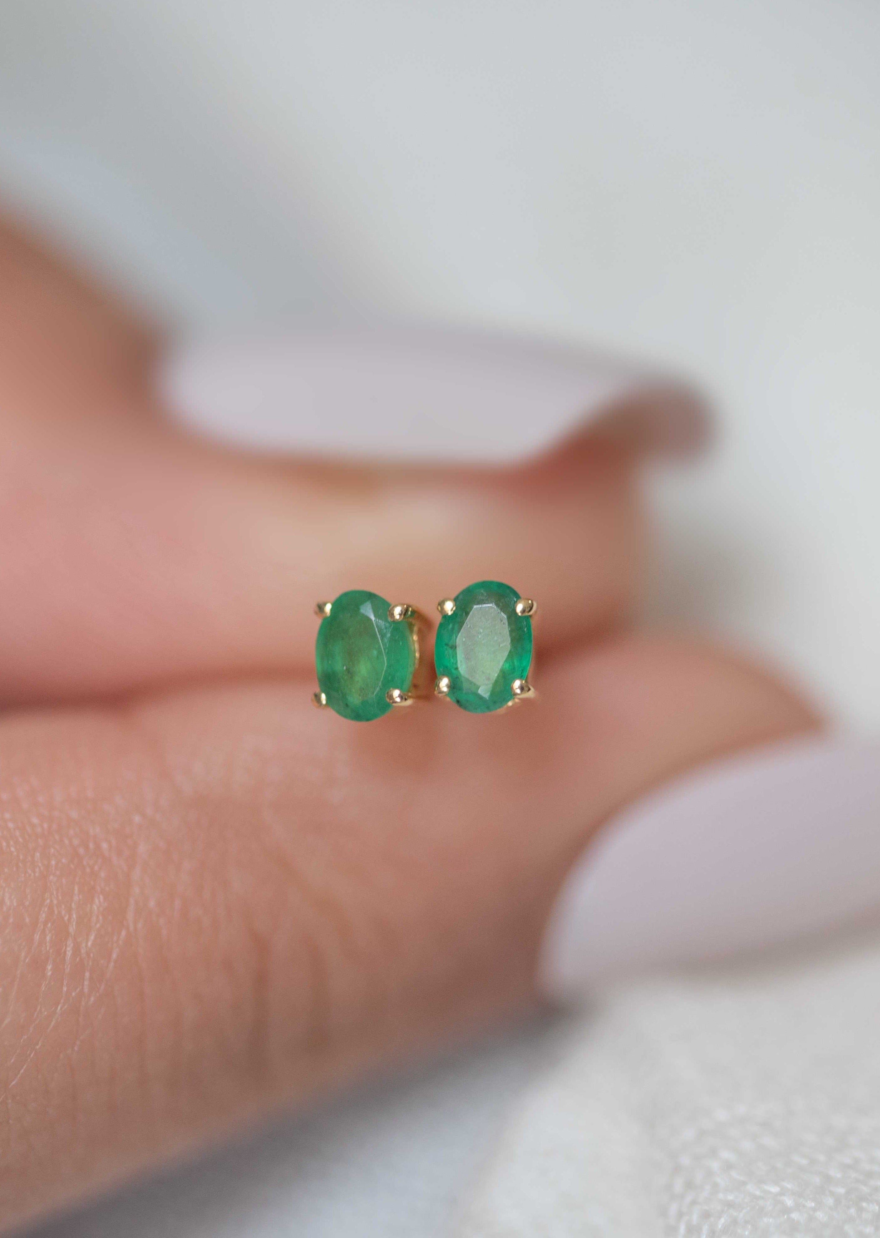 Gemstone earrings, cartilage dainty tiny studs for girls, best gift for teens girl, emerald