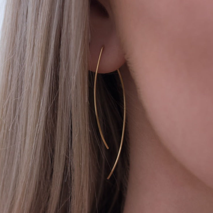 Arc Threader Earrings Minimal Simple Gold Hoops gifts for women girls best friend