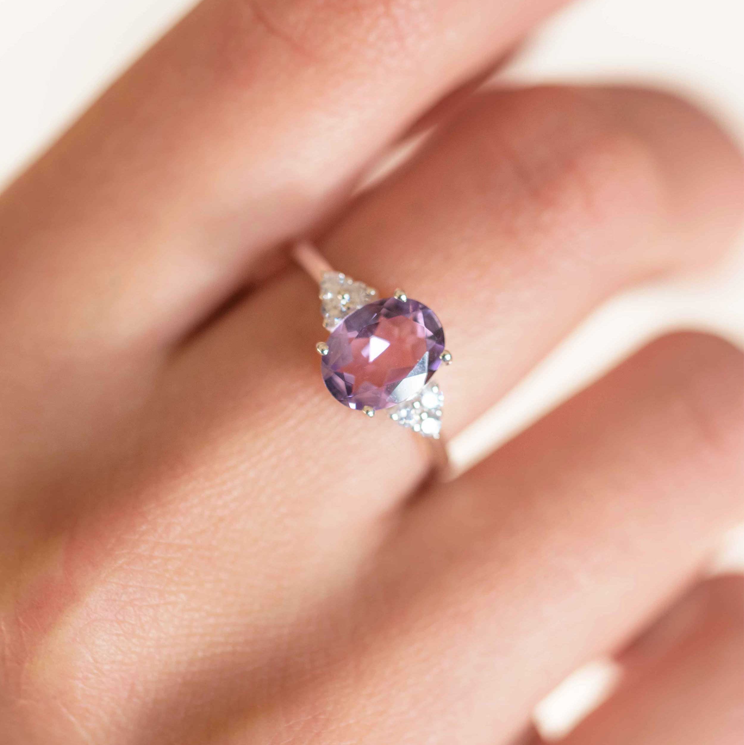 Amethyst ring February Birthstone Natural Genuine Gemstone Engagement Rings for Women