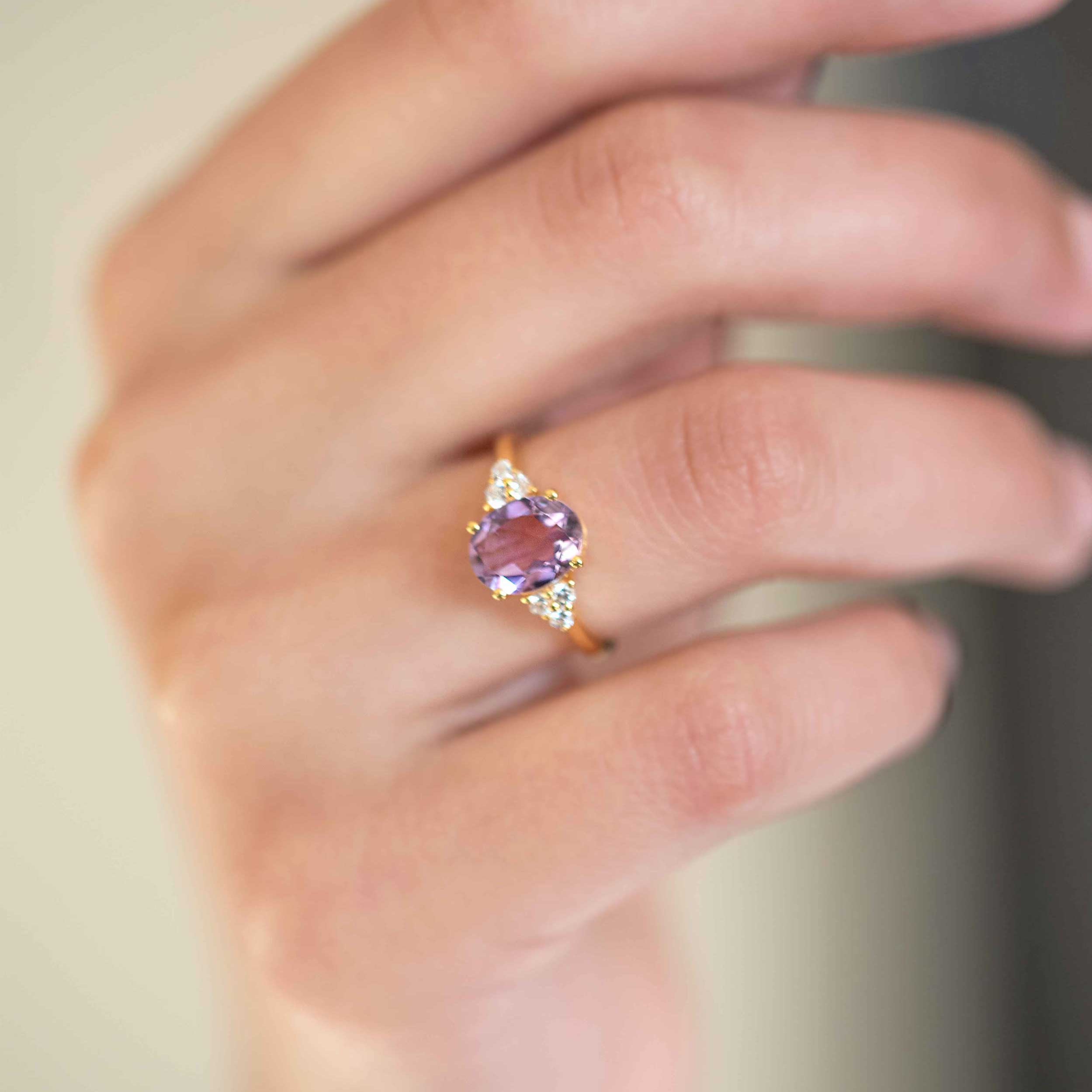 Amethyst ring February Birthstone Natural Genuine Gemstone Engagement Rings for Women