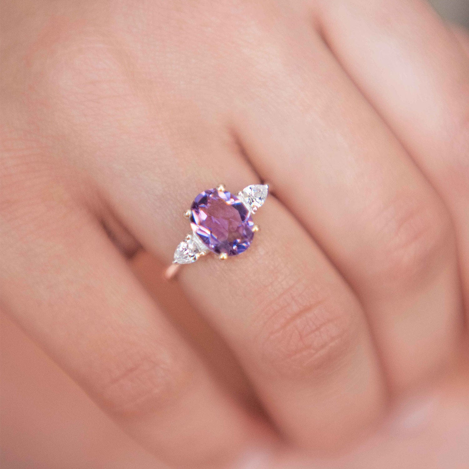 Amethyst Ring 925 Sterling Silver Gold Engagement Proposal Anniversary Birthday February Birthstone Ring Rings Gifts for Women Girlfriend Promise Rings