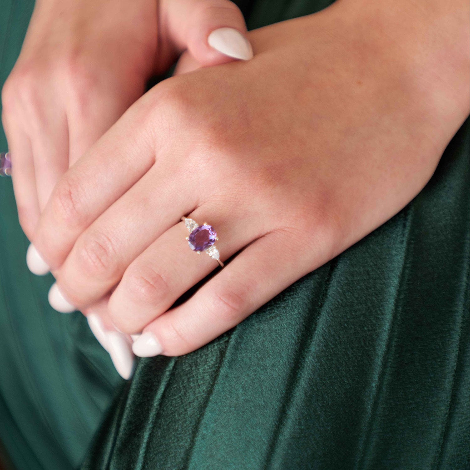 Amethyst Ring 925 Sterling Silver Gold Engagement Proposal Anniversary Birthday February Birthstone Ring Rings Gifts for Women Girlfriend Promise Rings