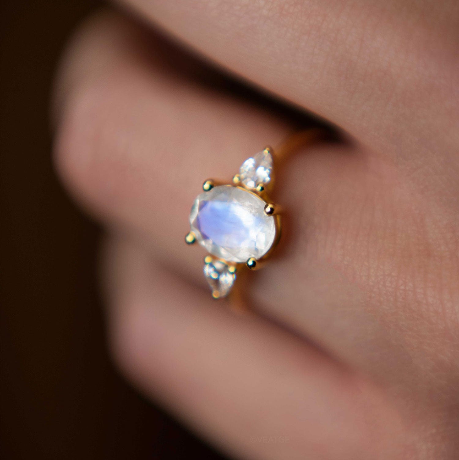 Genuine Natural Moonstone Florence Wedding Engagement Promise Ring Gold Silver Gifts for Women Birthday Anniversary Mothers day gifts for her