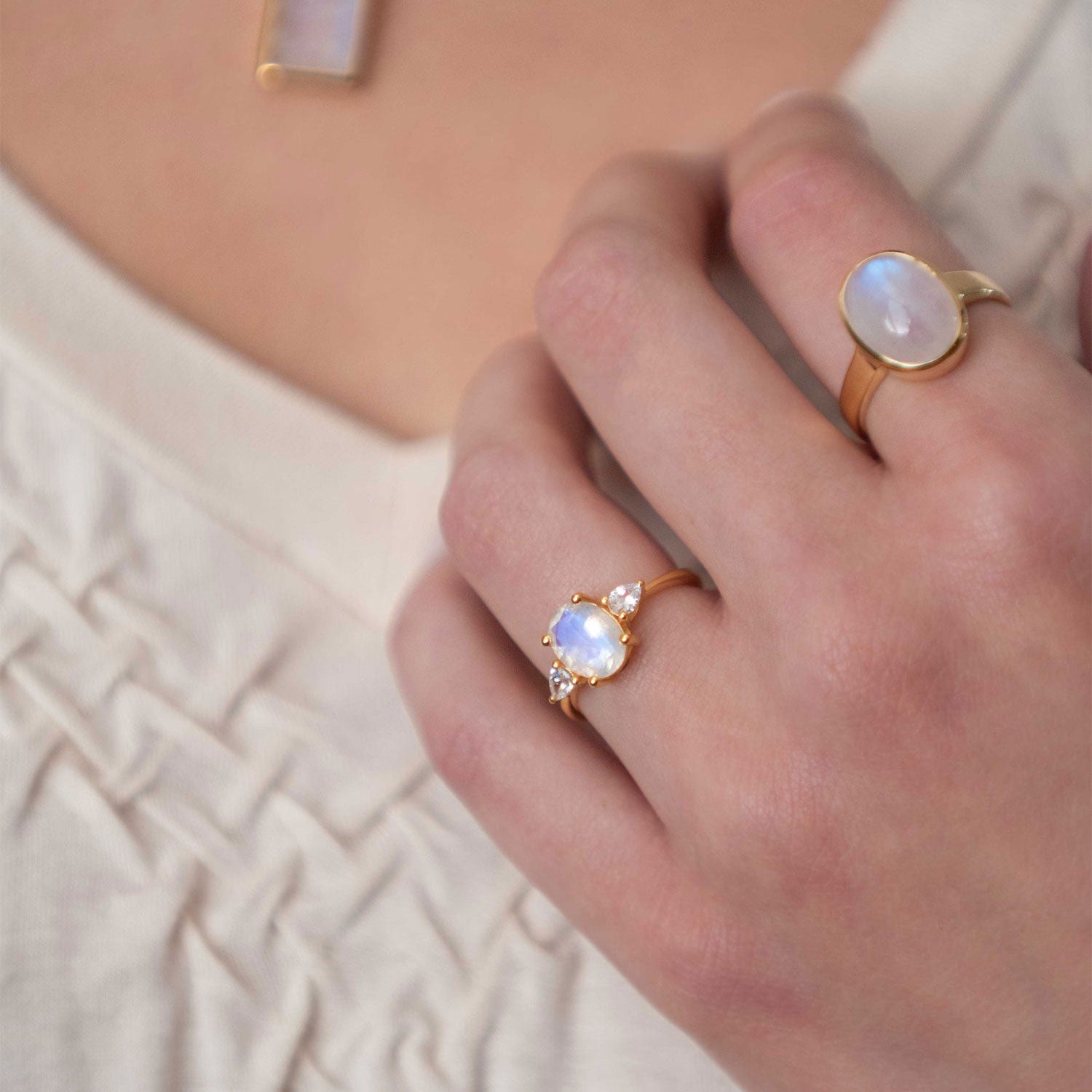 Genuine Natural Moonstone Florence Wedding Engagement Promise Ring Gold Silver Gifts for Women Birthday Anniversary Mothers day gifts for her