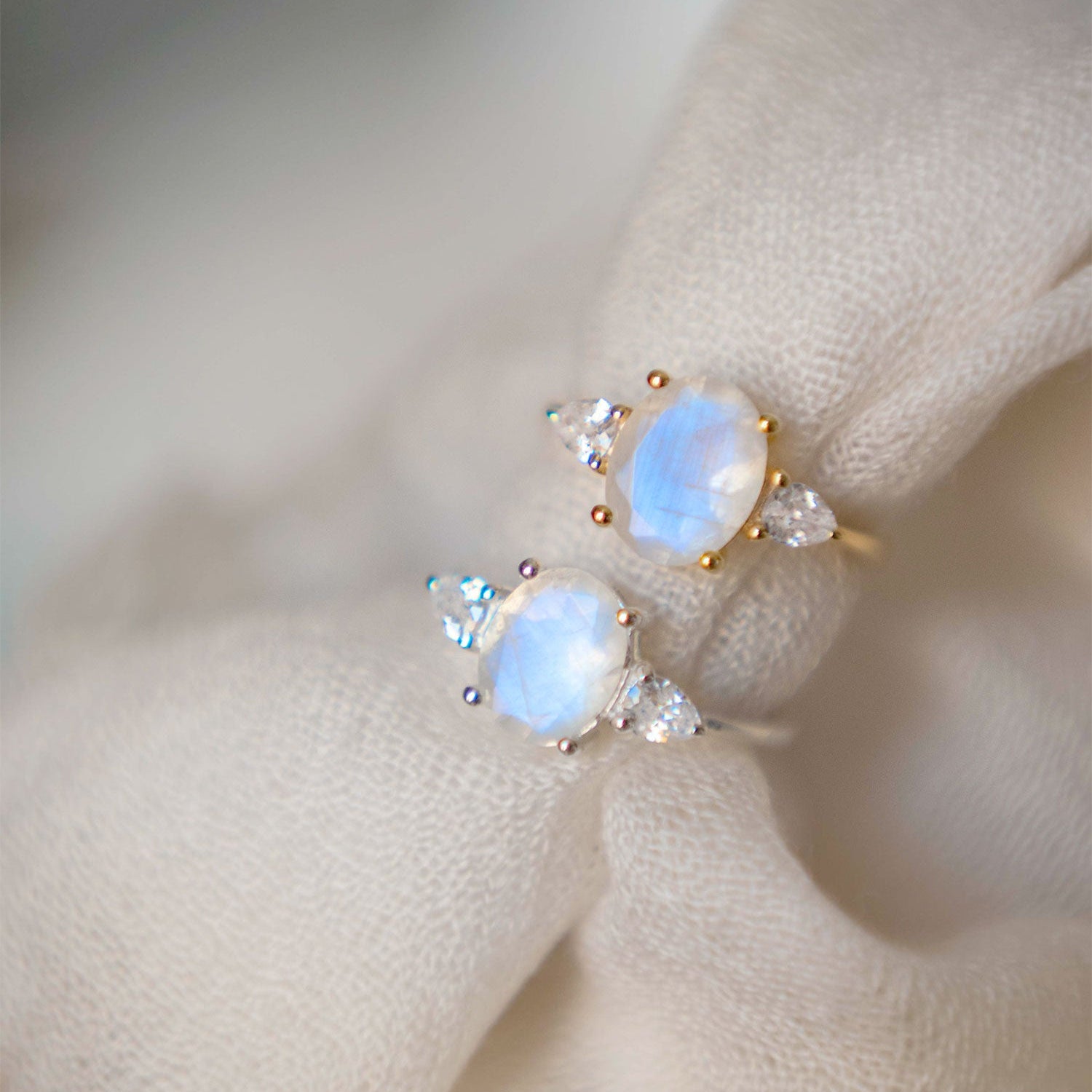 Genuine Natural Moonstone Florence Wedding Engagement Promise Ring Gold Silver Gifts for Women Birthday Anniversary Mothers day gifts for her