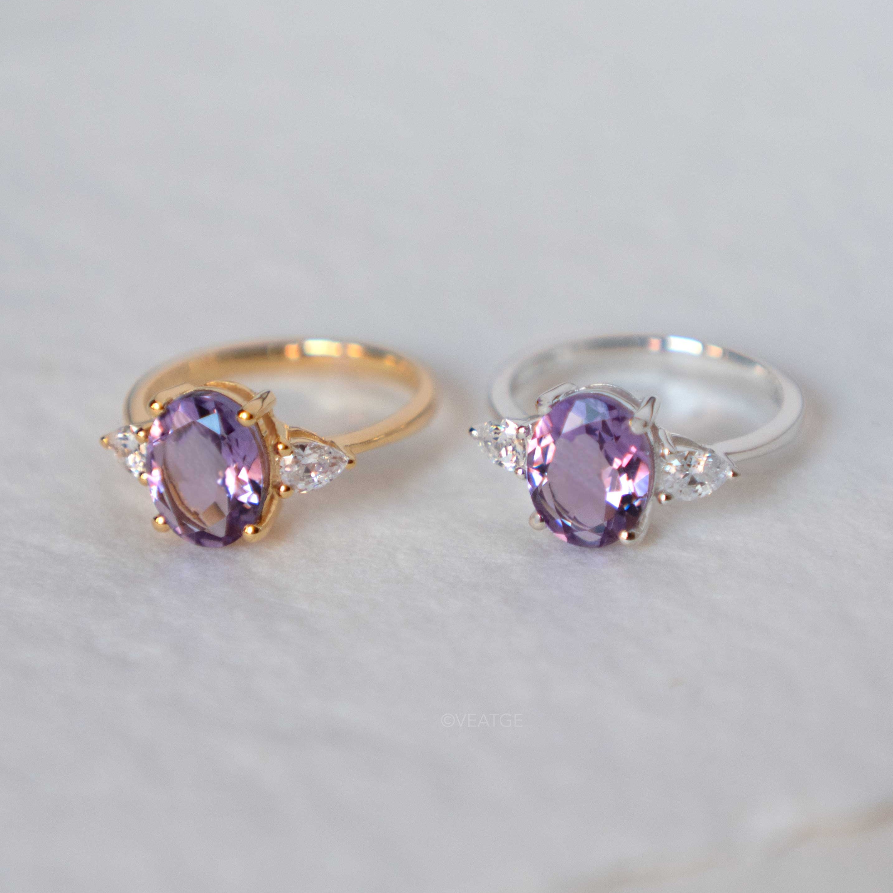 Amethyst Ring 925 Sterling Silver Gold Engagement Proposal Anniversary Birthday February Birthstone Ring Rings Gifts for Women Girlfriend Promise Rings Florence