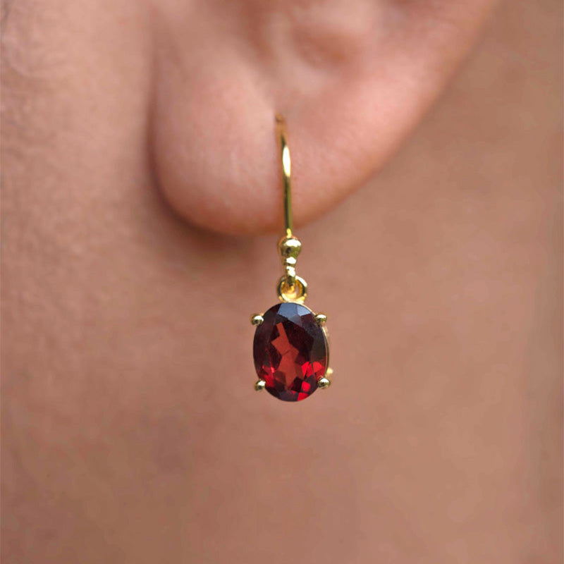 Garnet Gold Dangle Drop Earrings January Birthstone Gifts for Women Girls her girlfriend mom best friend