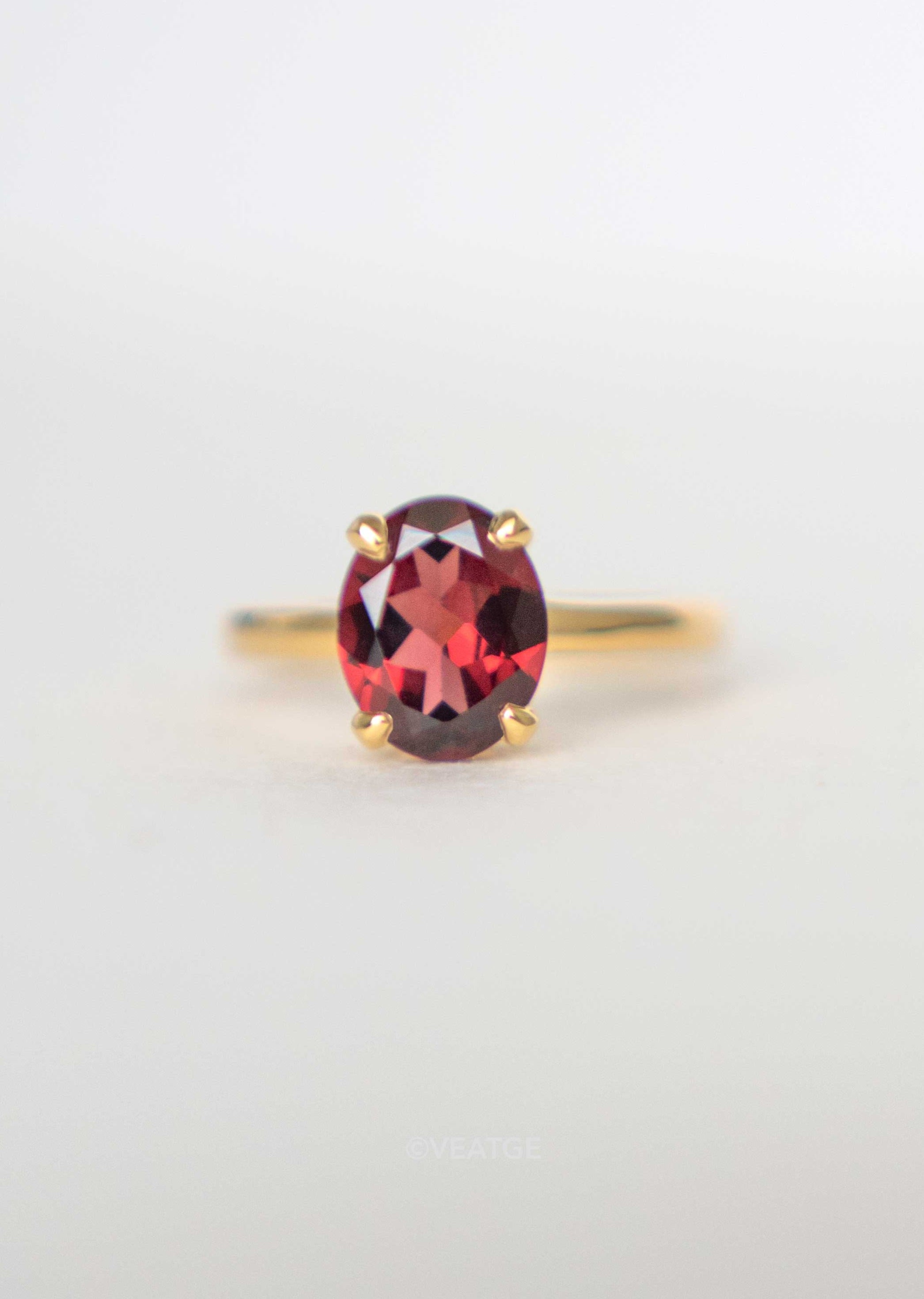 Genuine Red Garnet Natural Gemstone Gold Plated Vermeil high quality January birthstone ring gifts for women