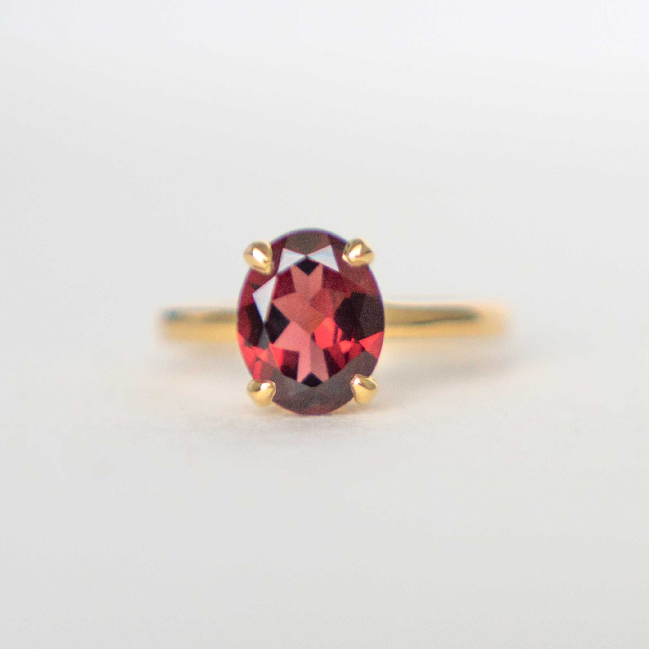 Genuine Red Garnet Natural Gemstone Gold Plated Vermeil high quality January birthstone ring gifts for women