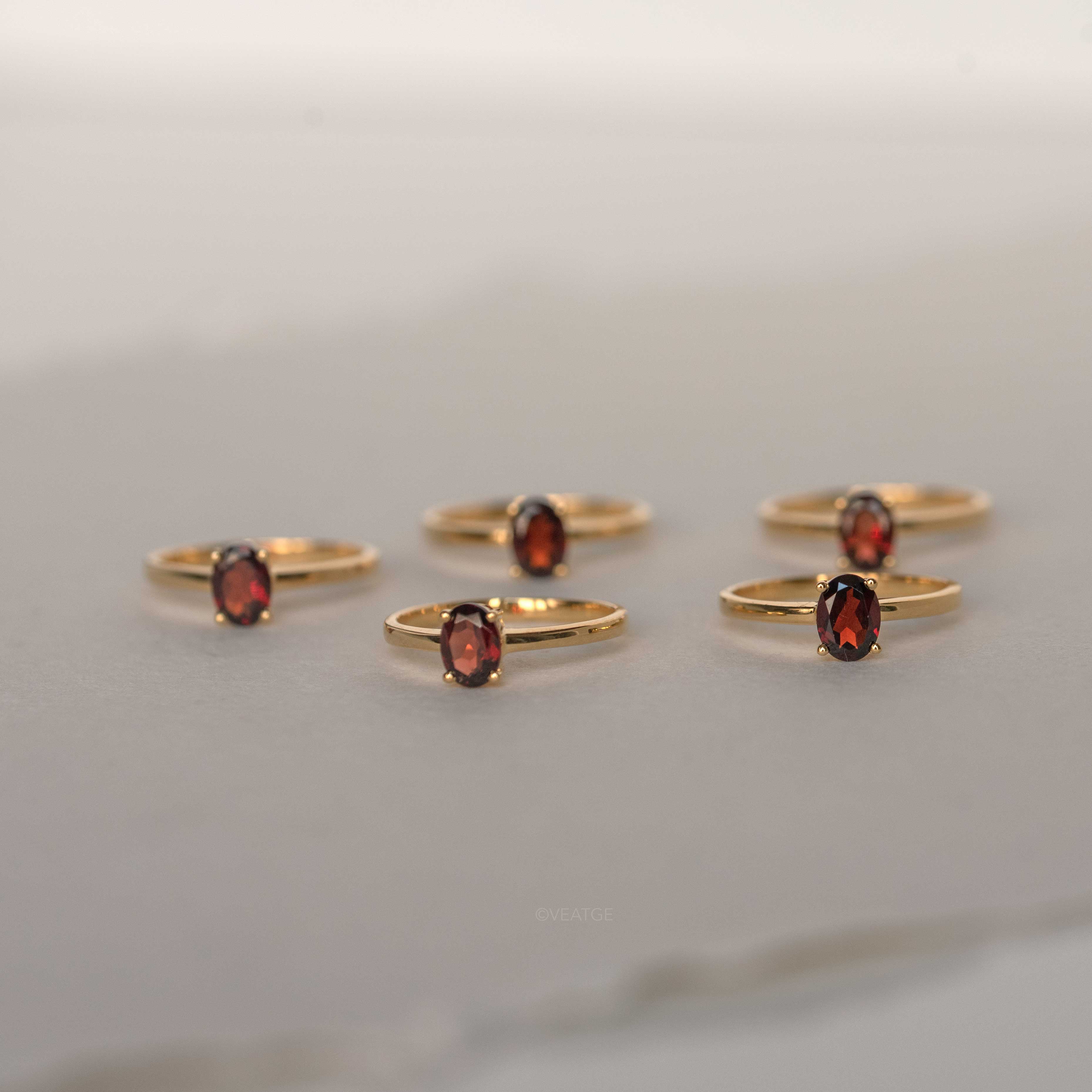 Garnet January Birthstone Gold Ring Genuine Gemstone for Women