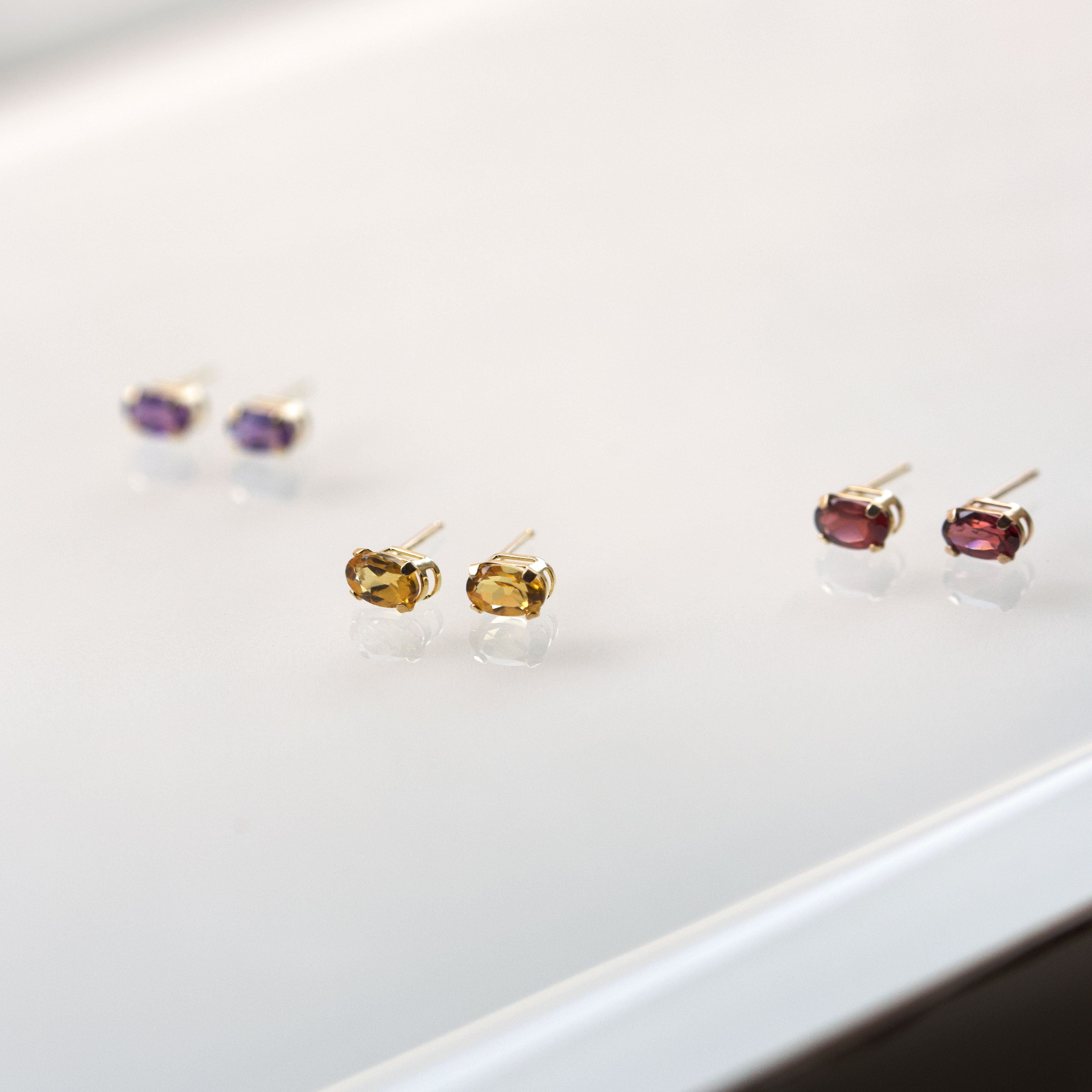 10k Solid Gold Gemstone Studs