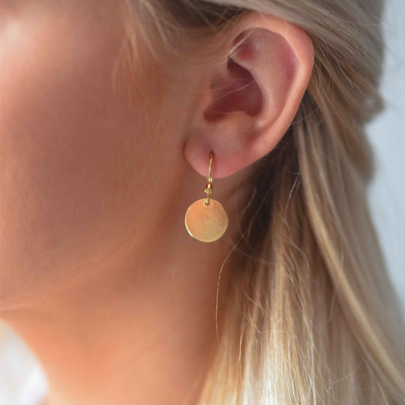gold disc earrings minimal in 14k Gold Filled, Statement Earrings for Women, Birthday Anniversary Gift, Real Gold Filled Non Tarnish Hypoallergenic Earrings for Girls