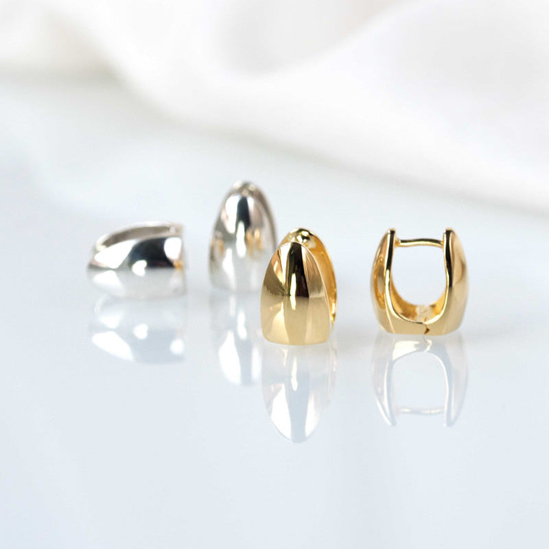 Chunky Silver Hoops Huggies, Simple Gold Hoops, Statement Earrings for Women, Chunky Hoop Earrings, Rose Gold Hoops, Birthday Gifts for her, Unique Gift for Girls Daughter Friend