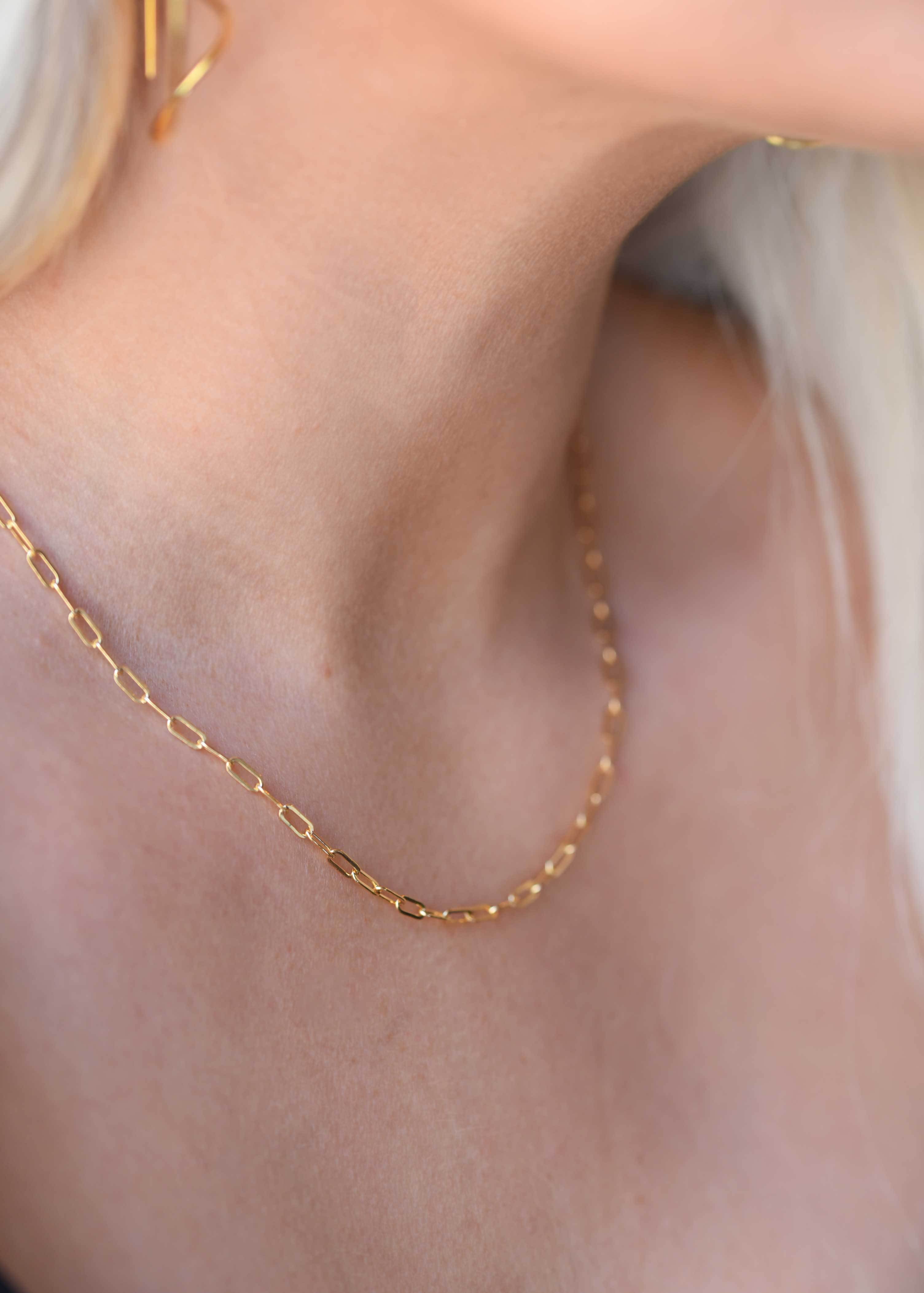 link chain necklace minimal Paperclip gold minimal simple chains for her gifts