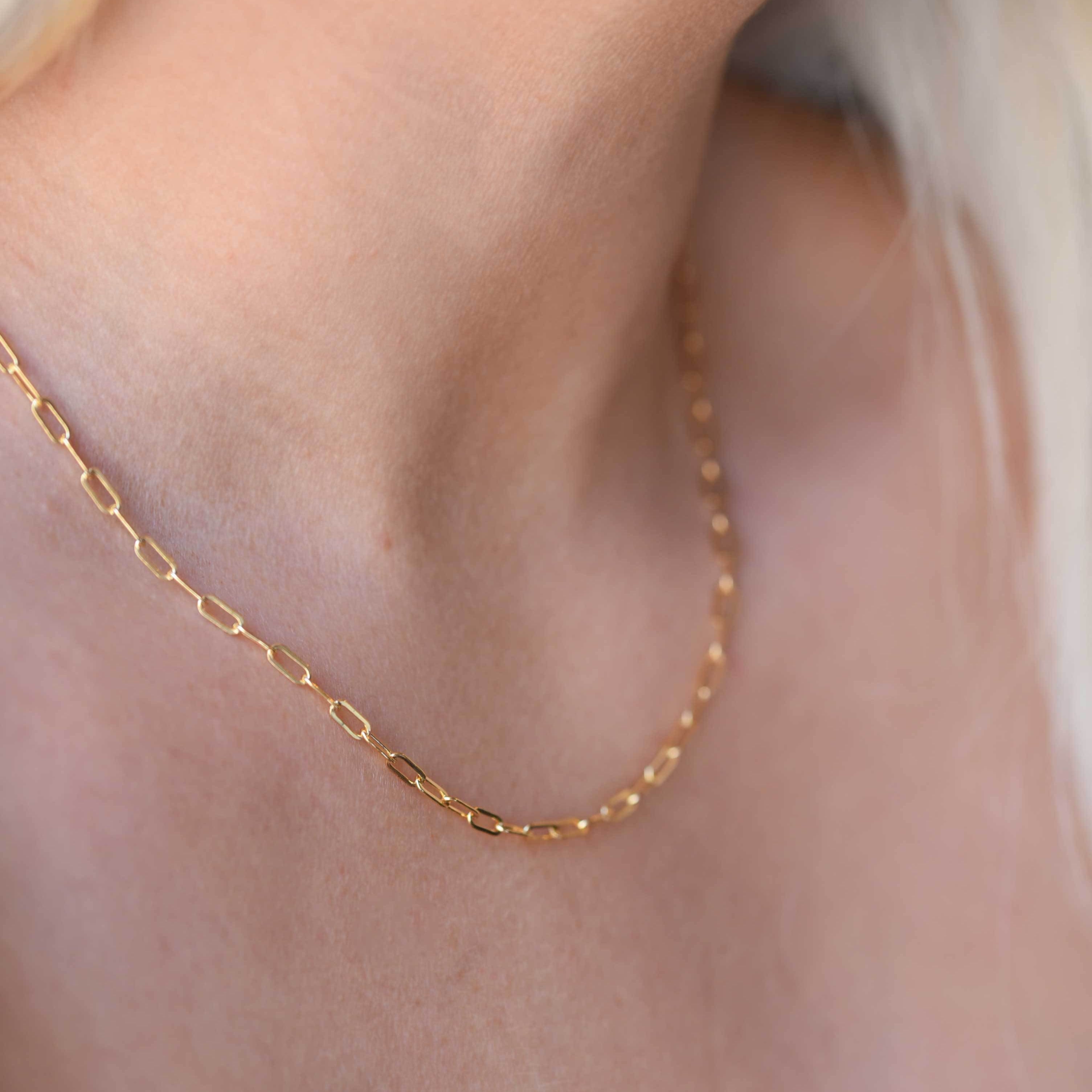 link chain necklace minimal Paperclip gold minimal simple chains for her gifts