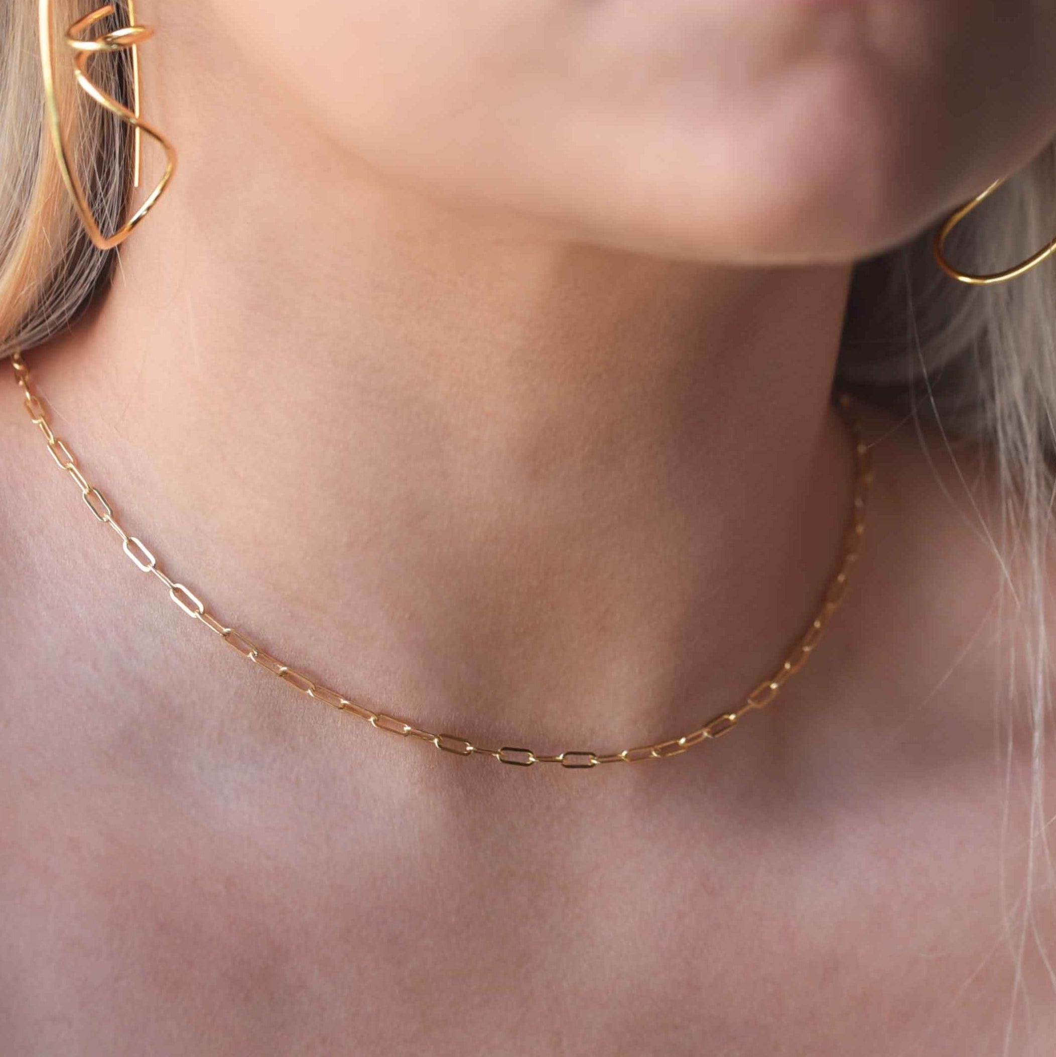 rectangle link chain paperclip chain chunky chain necklace