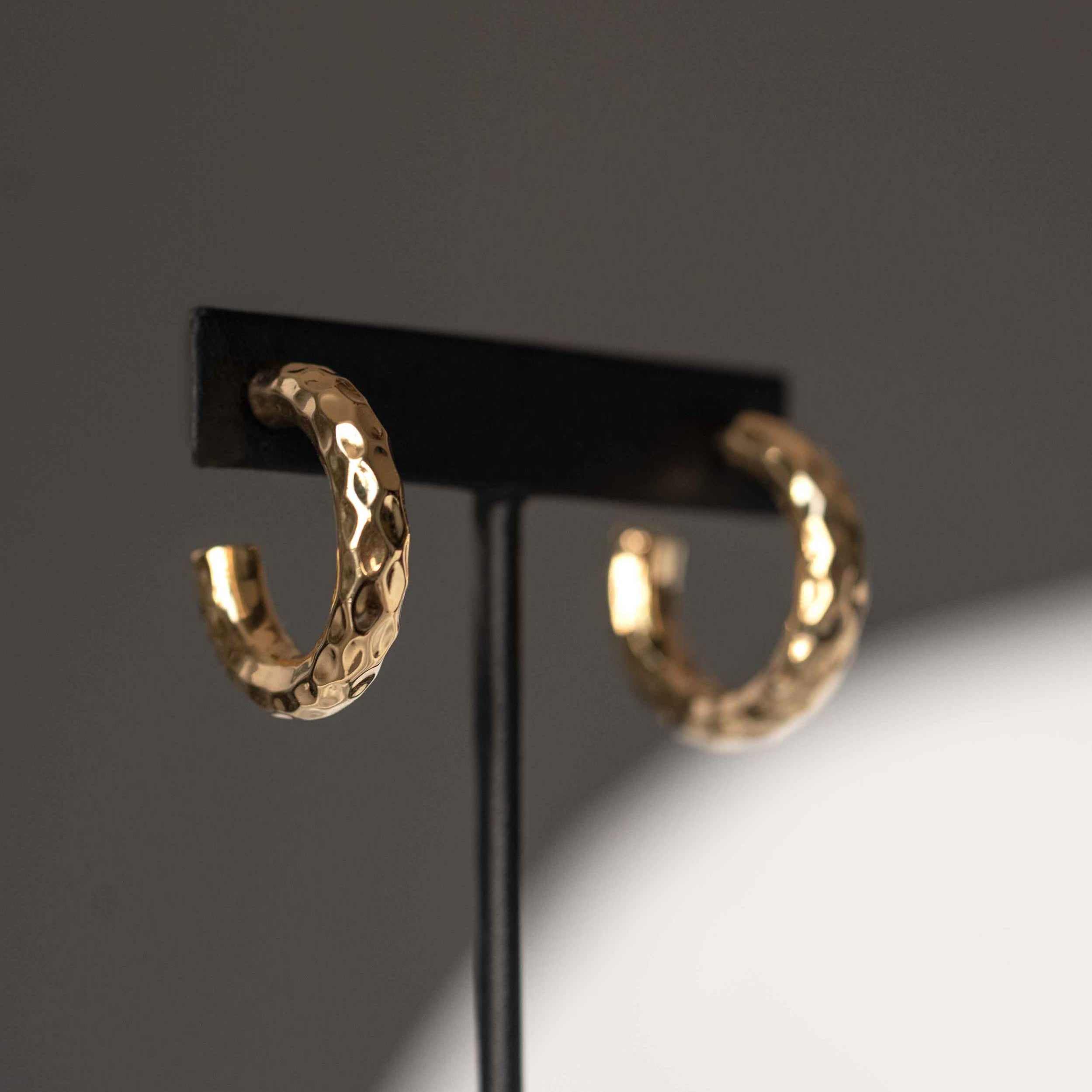 gold chunky thick medium handmade hoop earrings for women classic and timeless