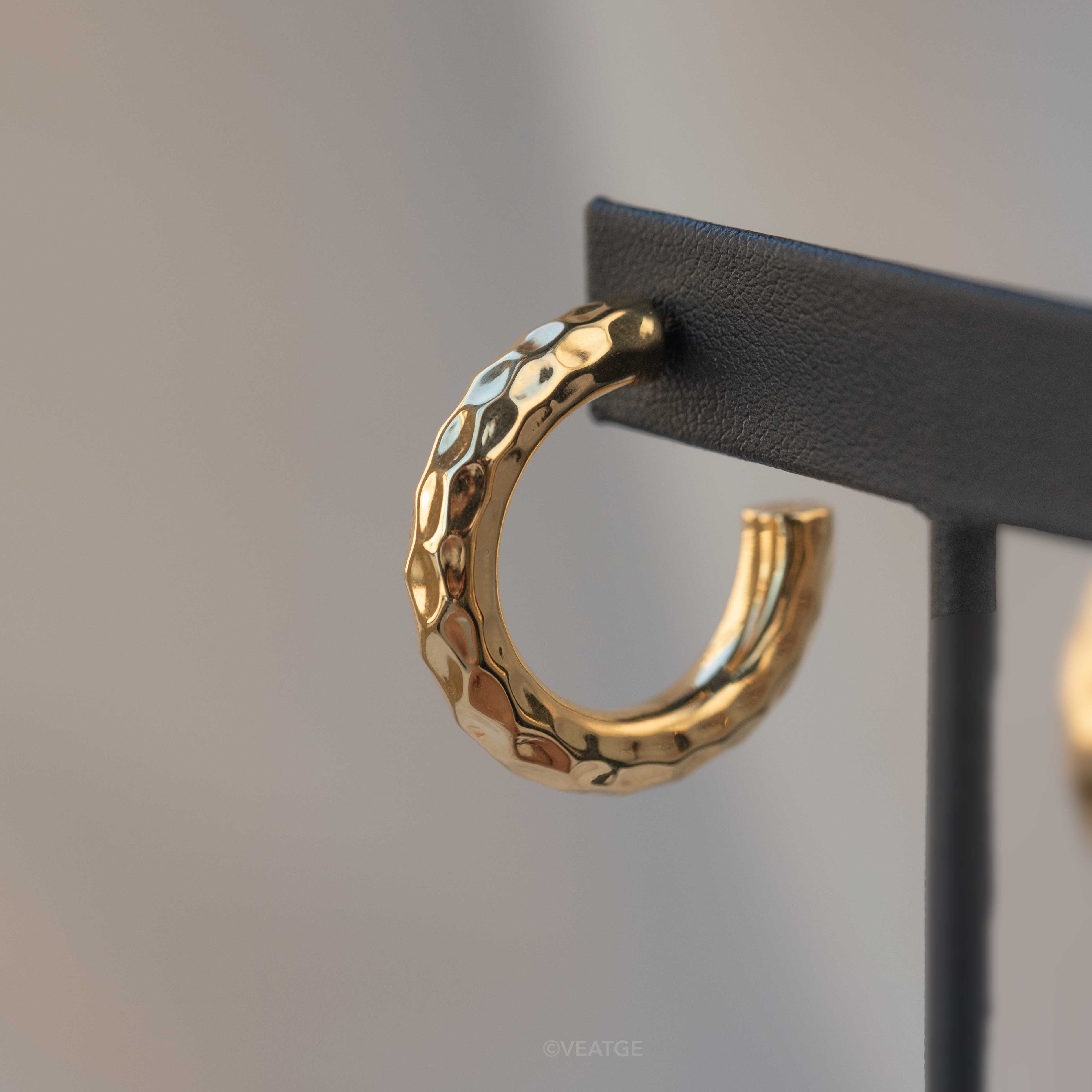 gold vermeil plated chunky thick medium handmade hoop earrings for women classic and timeless