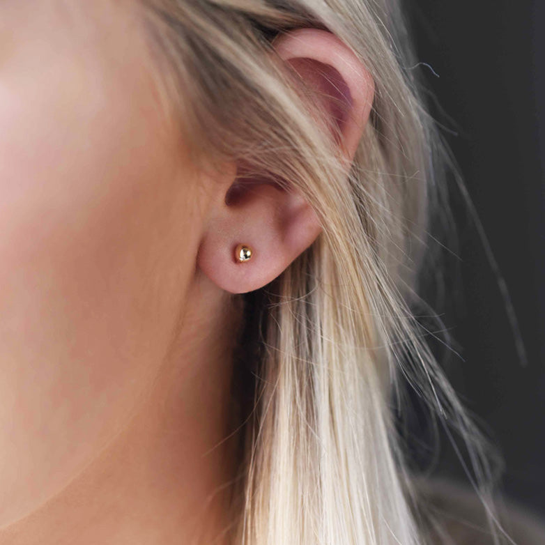 simple gold studs, small earrings hypoallergenic gold filled