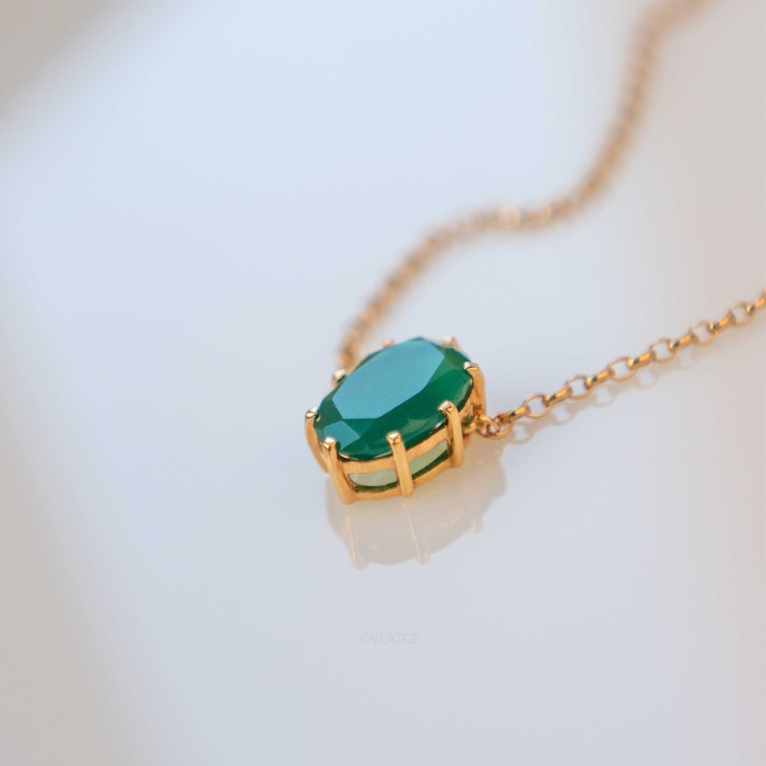 Green Onyx Gold Necklace Choker Emerald Gift for Women Girls