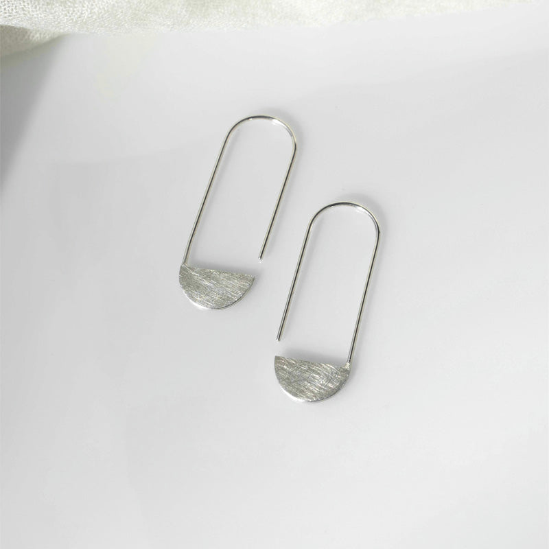 Half Circle Earrings Sterling Silver Half Round Crescent Semi Circle Hoops