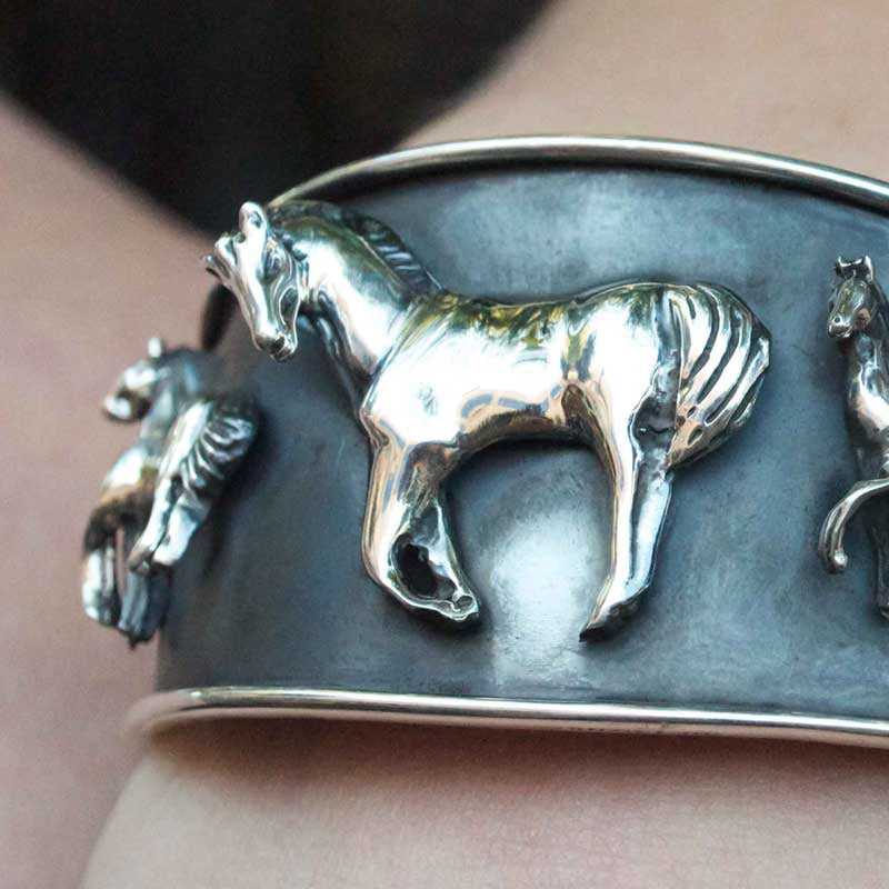 oxidized horse cuff