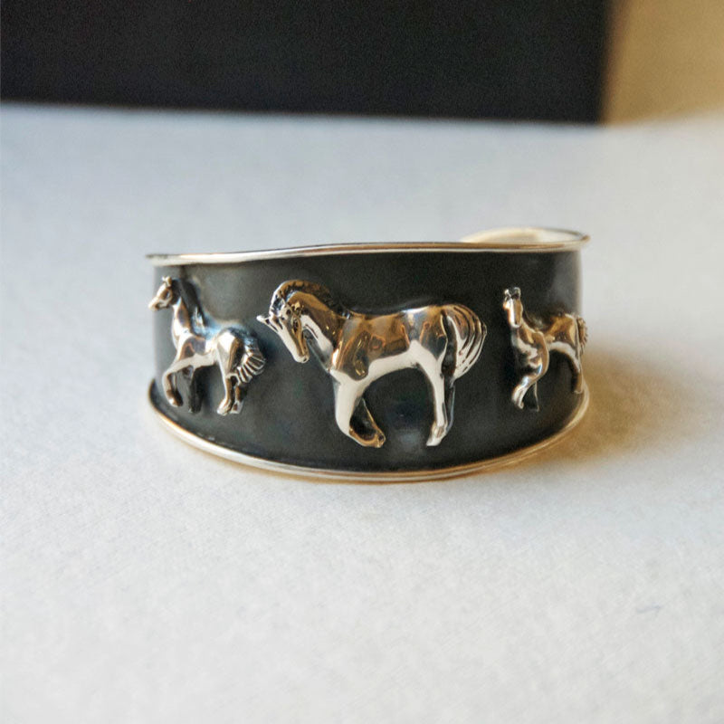 oxidized horse cuff