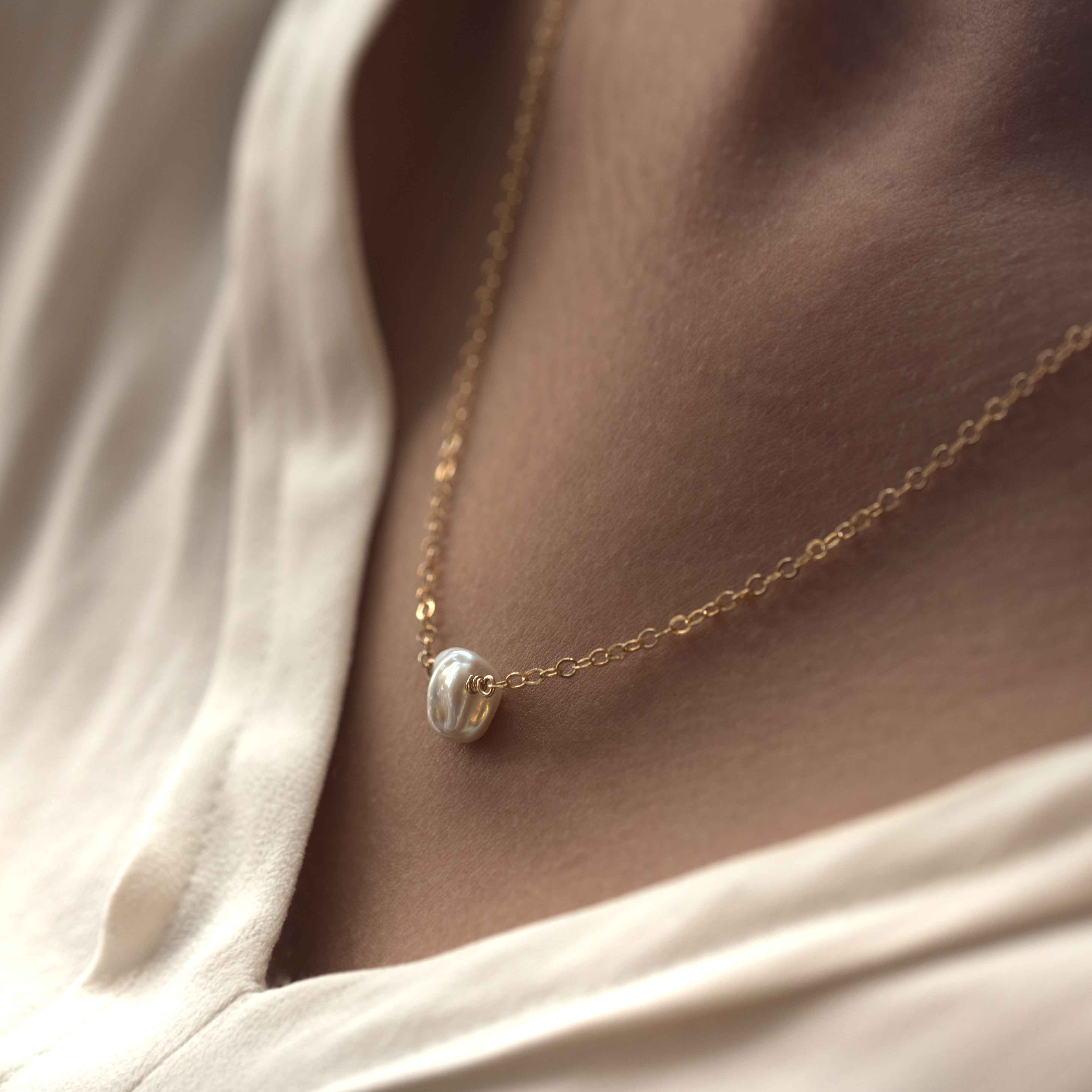 Keshi Pearl Necklace in gold