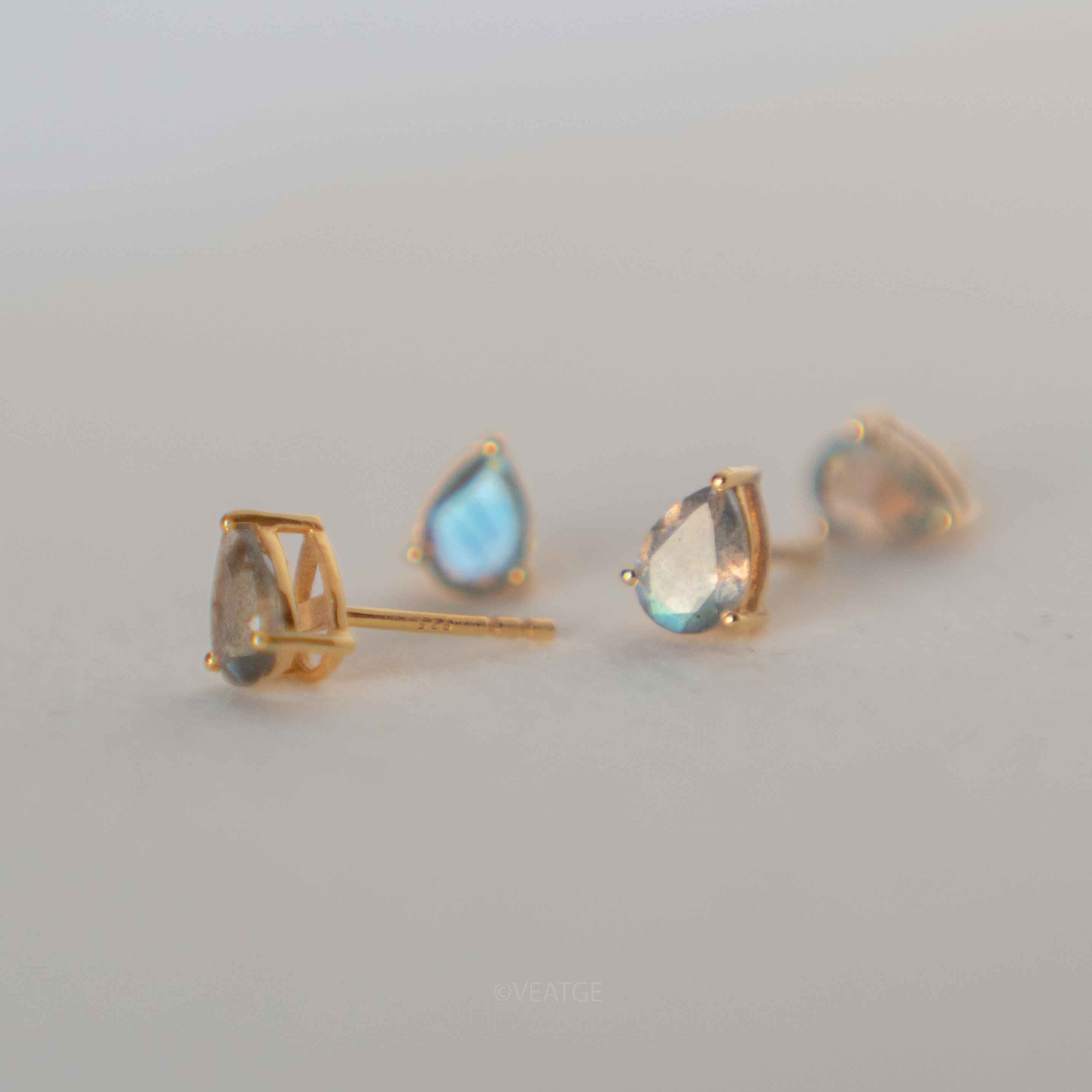 Labradorite Pear Stud Earrings Teardrop Gifts for Mom Girlfriend best friend