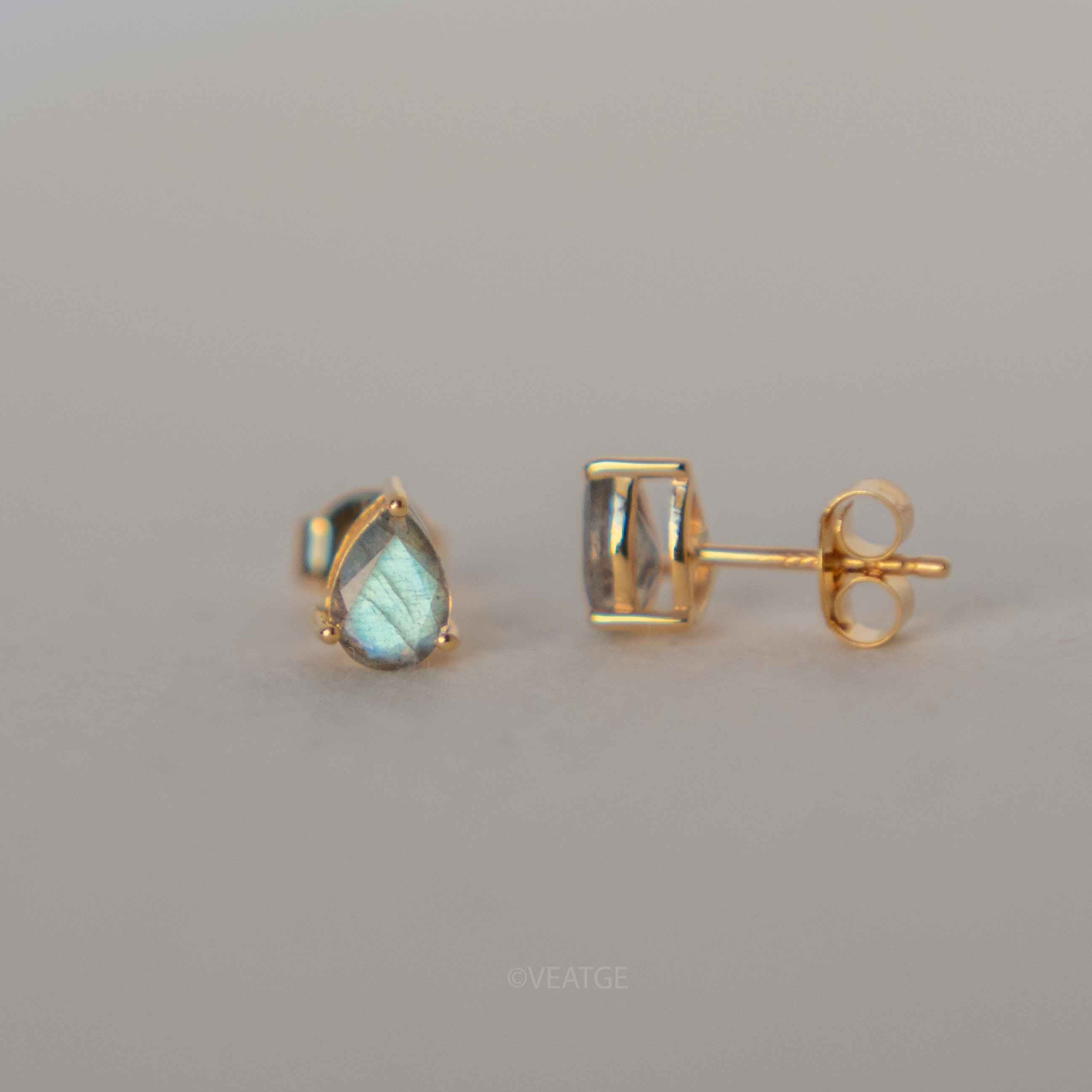 Labradorite Pear Stud Earrings Teardrop Gifts for Mom Girlfriend best friend