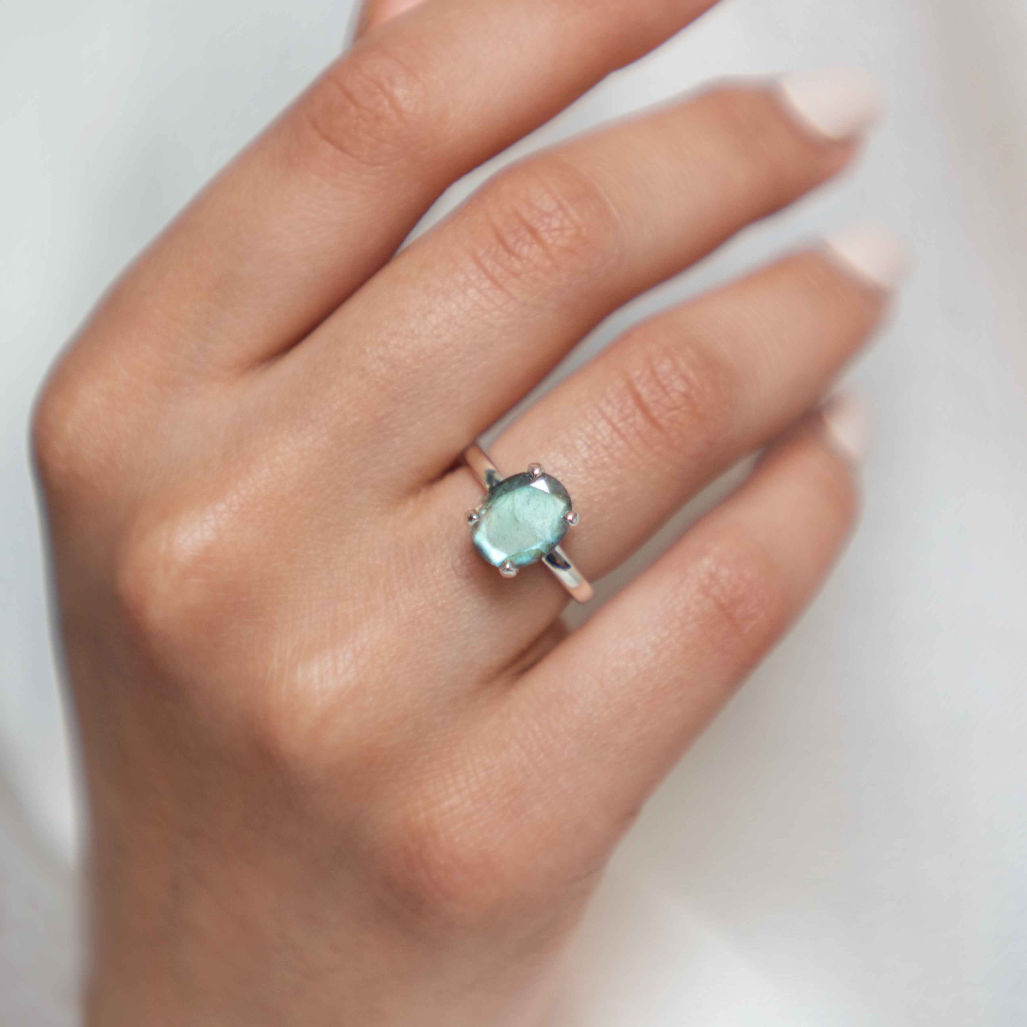 Sterling Silver Genuine Gemstone Labradorite Ring Gifts for women