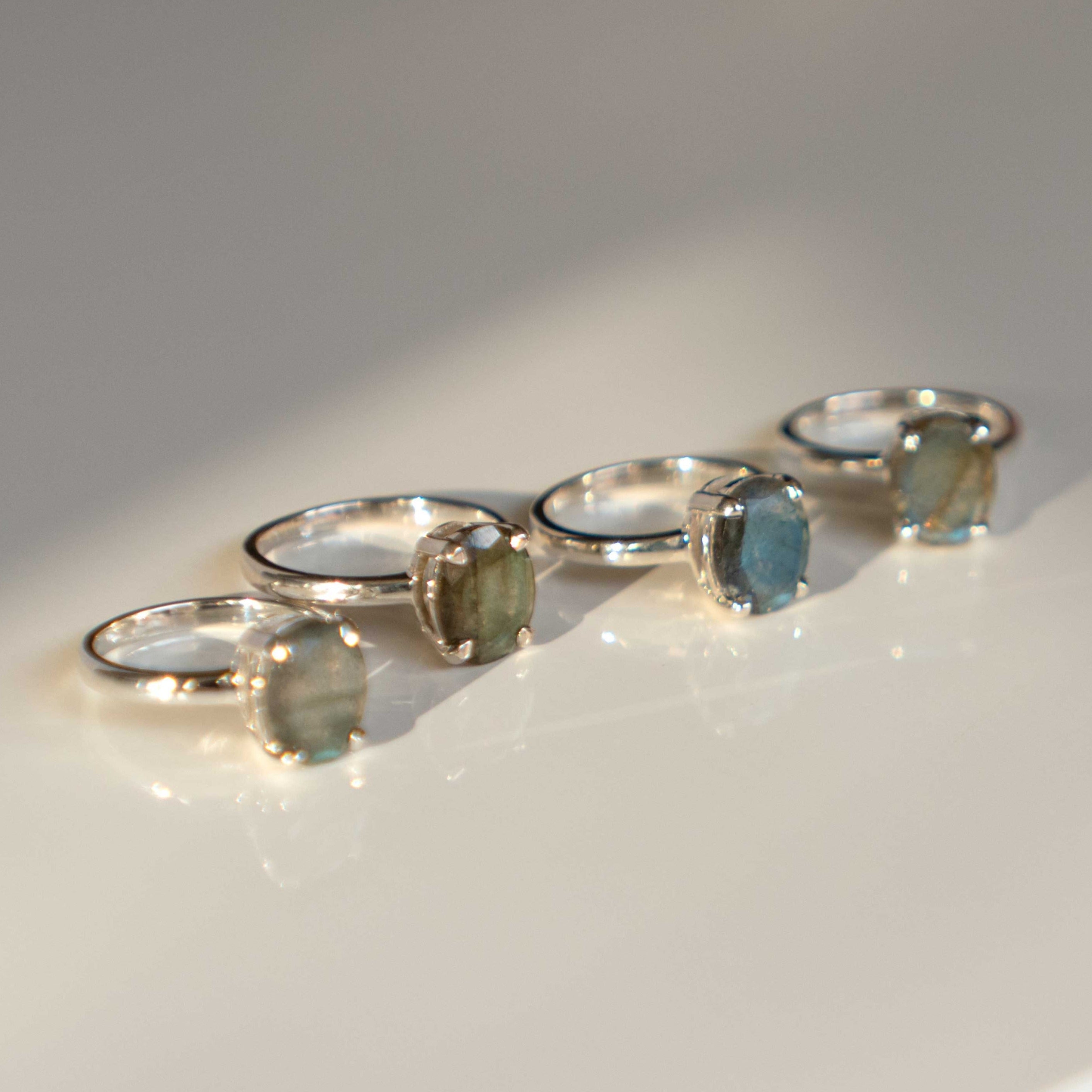 Sterling Silver Genuine Gemstone Labradorite Ring Gifts for women