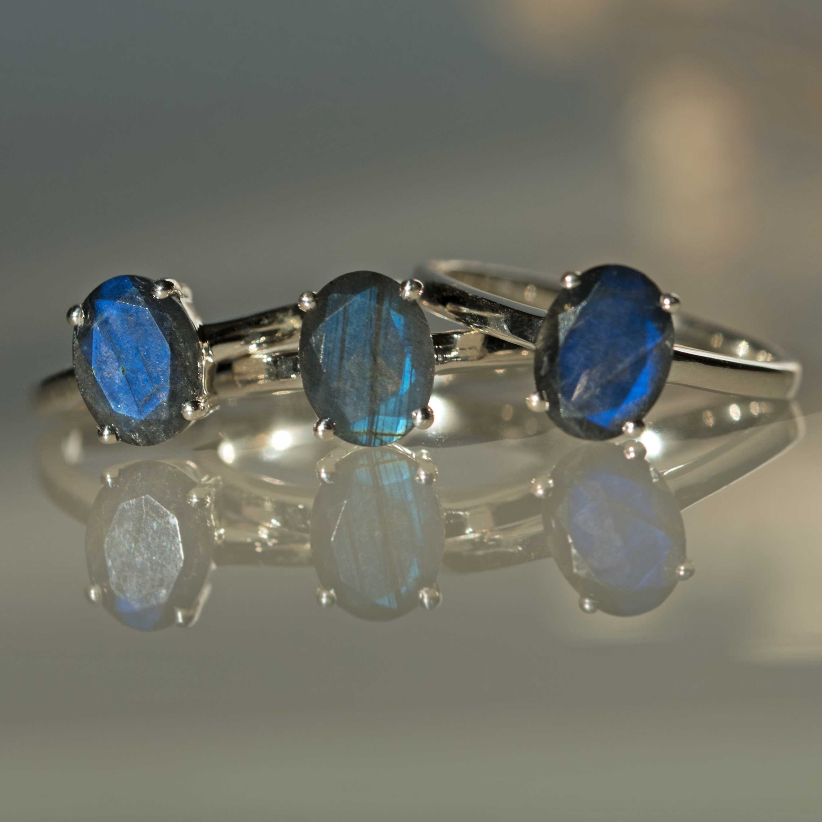 Labradorite Sterling Silver Stacking Gemstone Birthstone Ring