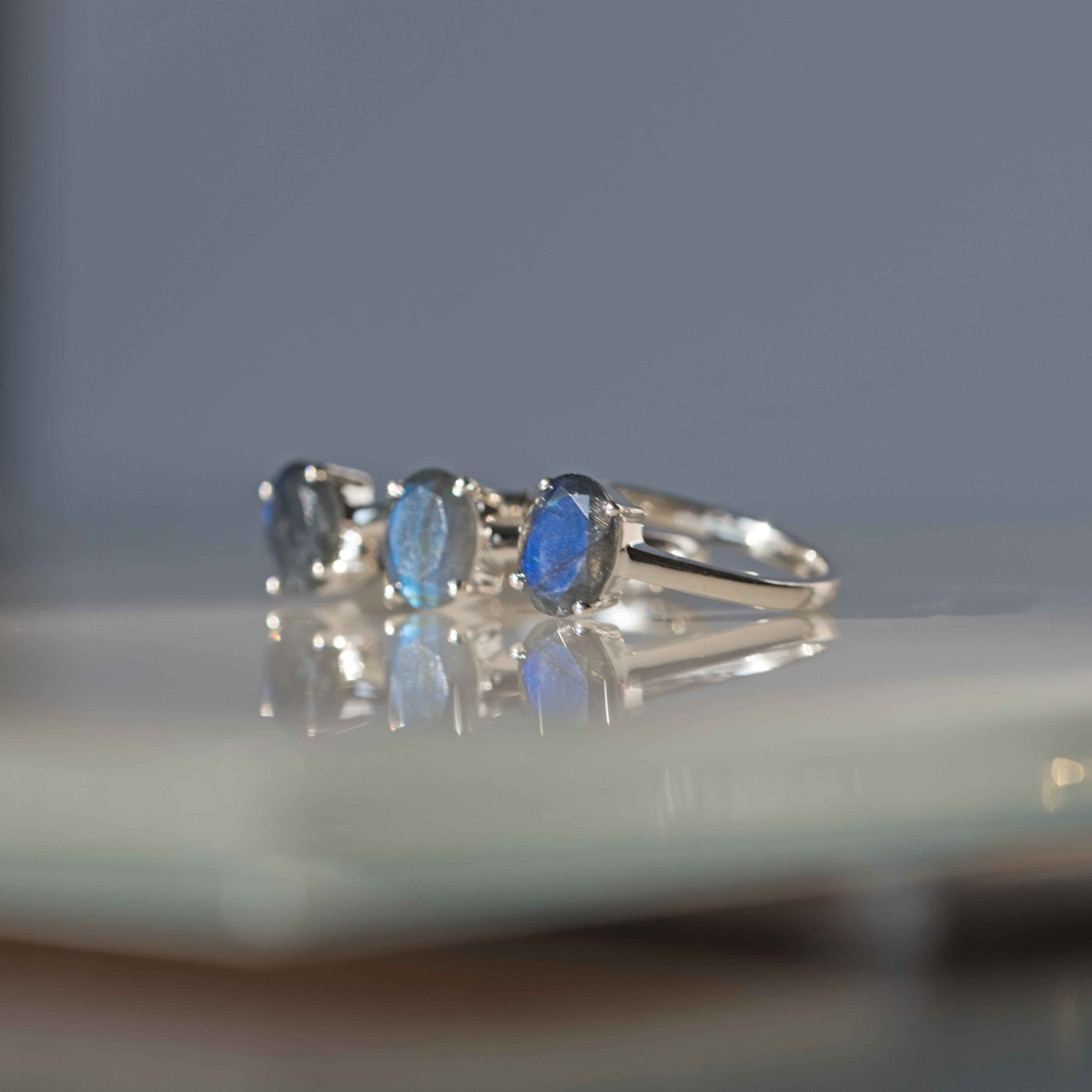 Labradorite Sterling Silver Stacking Gemstone Birthstone Ring