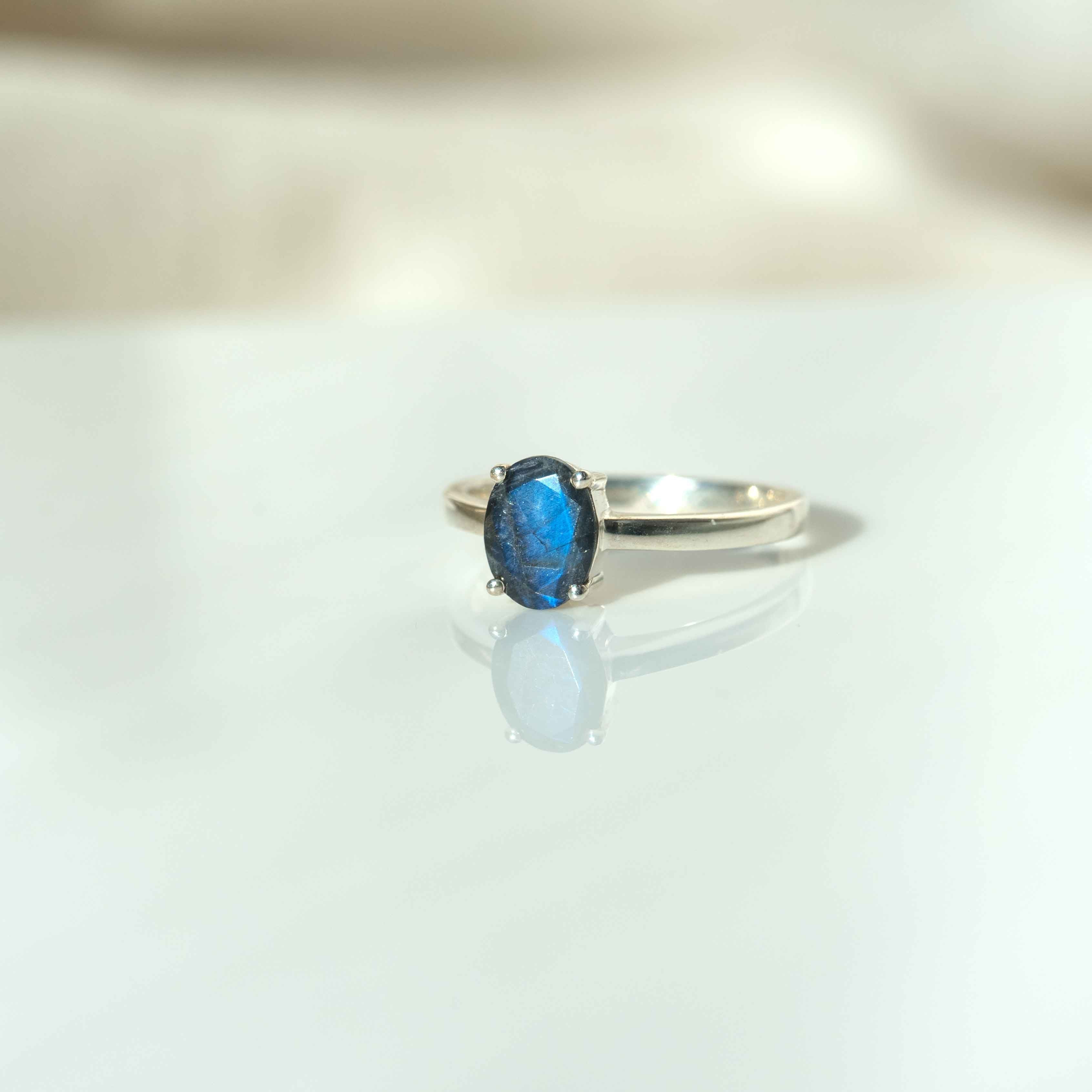 Labradorite Sterling Silver Stacking Gemstone Birthstone Ring