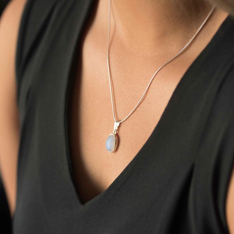 Large Moonstone Necklace in Sterling Silver