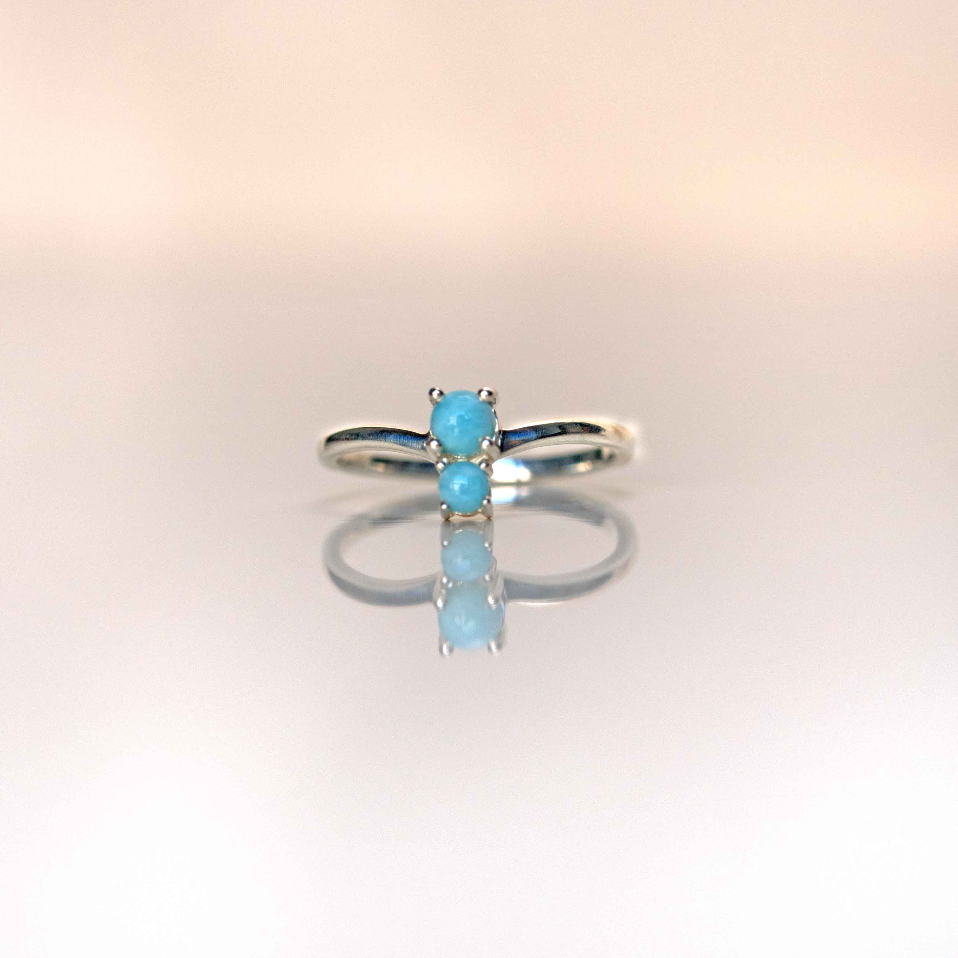 genuine larimar ring, gemstone ring, blue stone ring