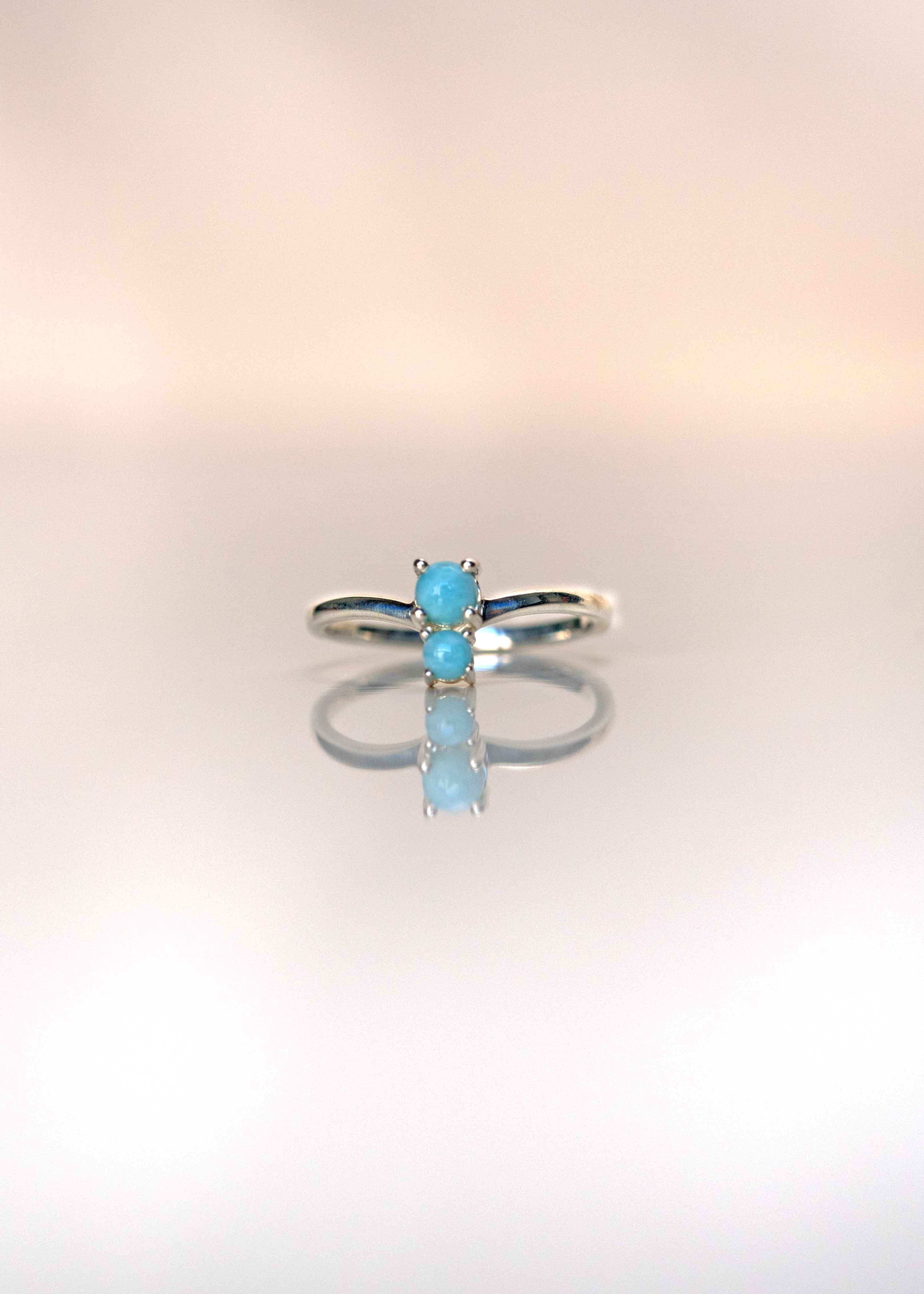 genuine larimar ring, gemstone ring, blue stone ring