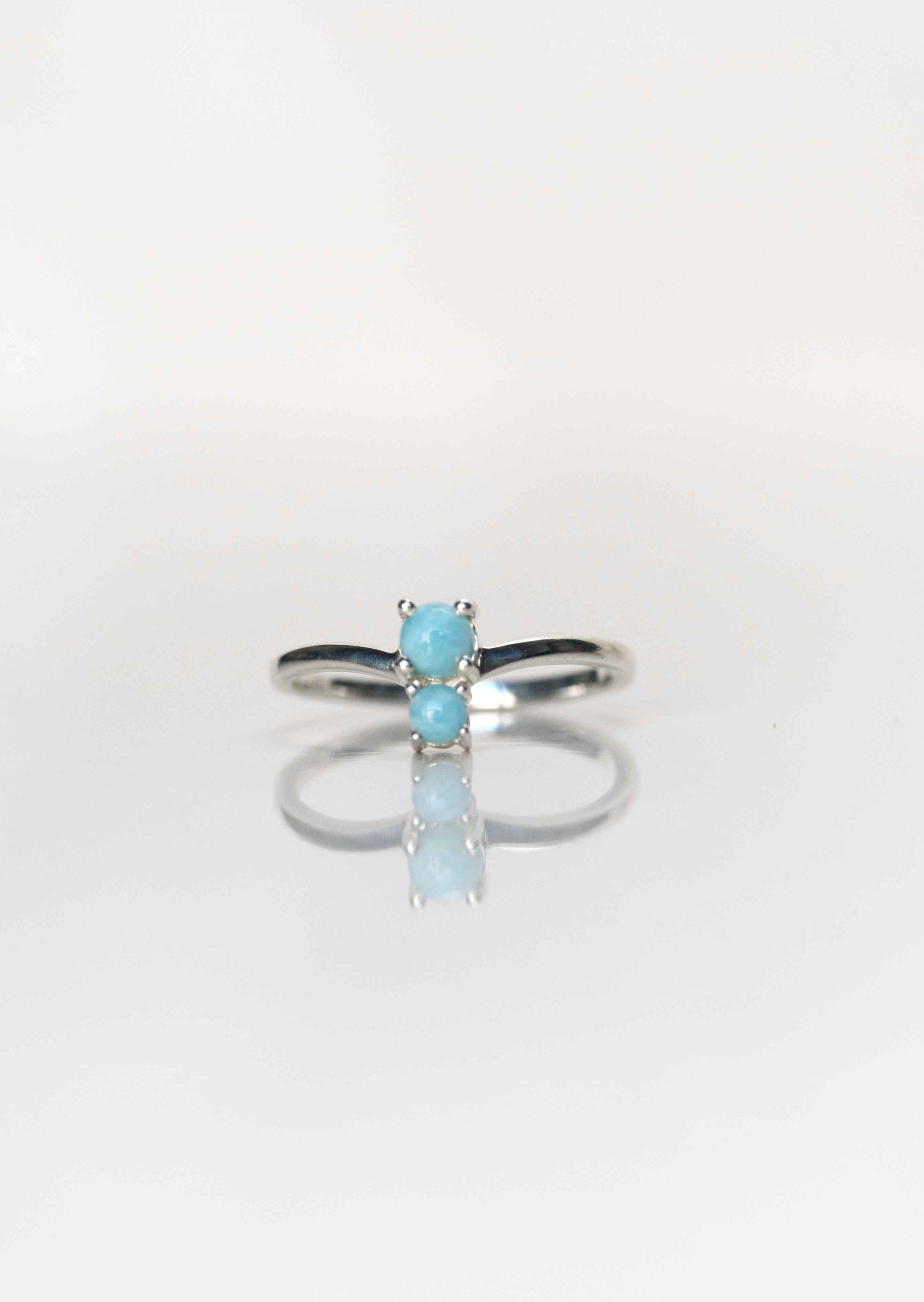 genuine larimar ring, gemstone ring, blue stone ring