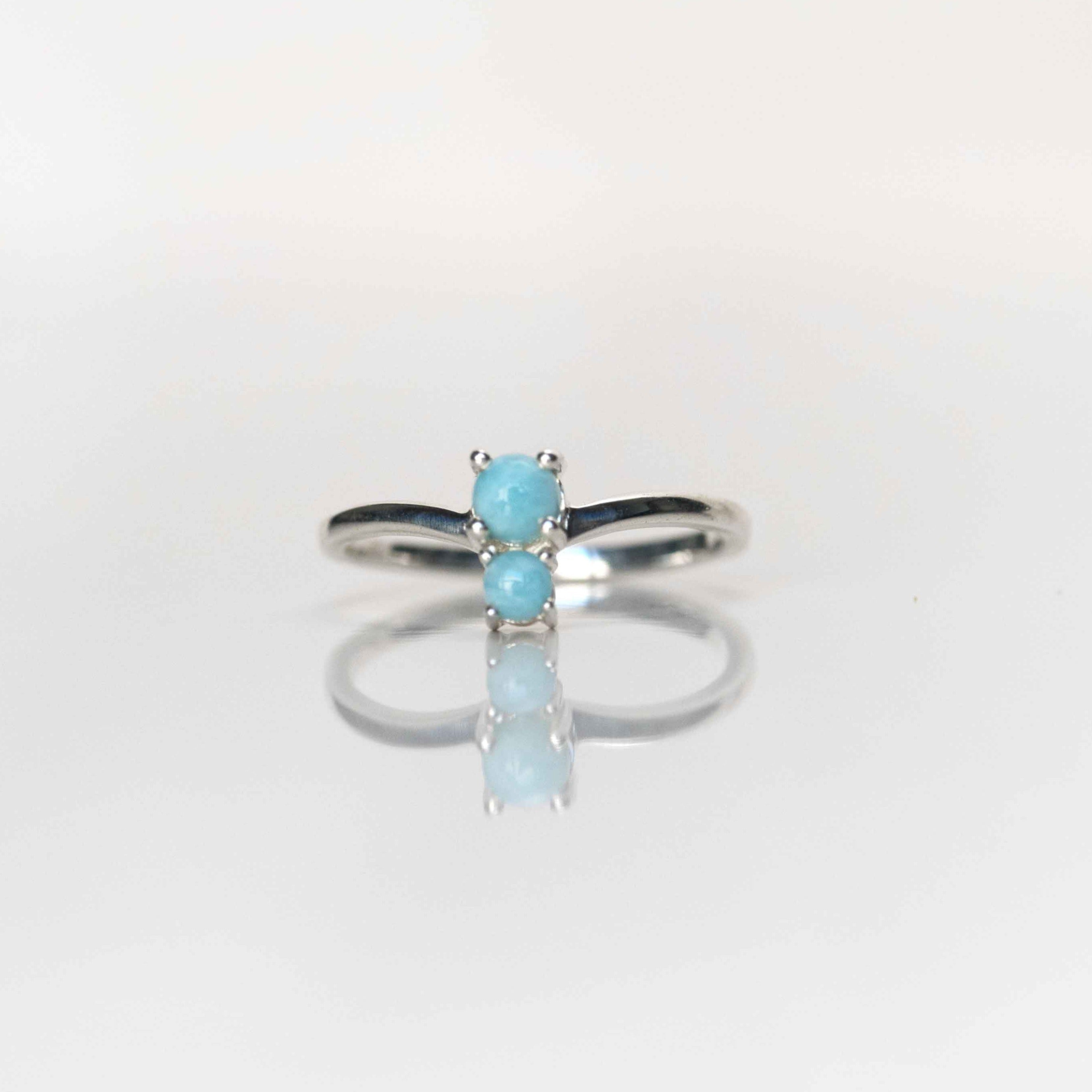 genuine larimar ring, gemstone ring, blue stone ring