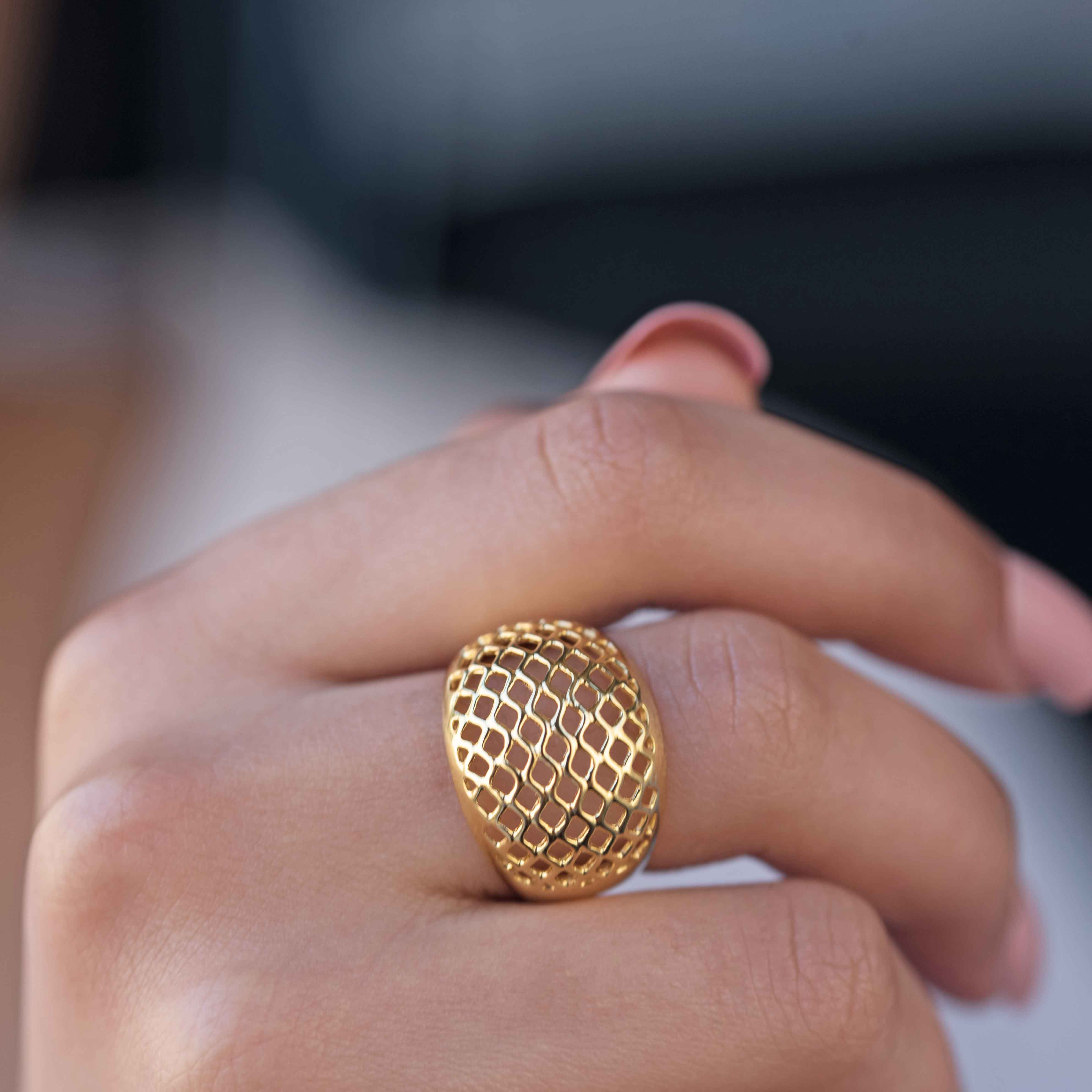 Statement Chunky Gold Cocktail Party Dome UniqueRing
